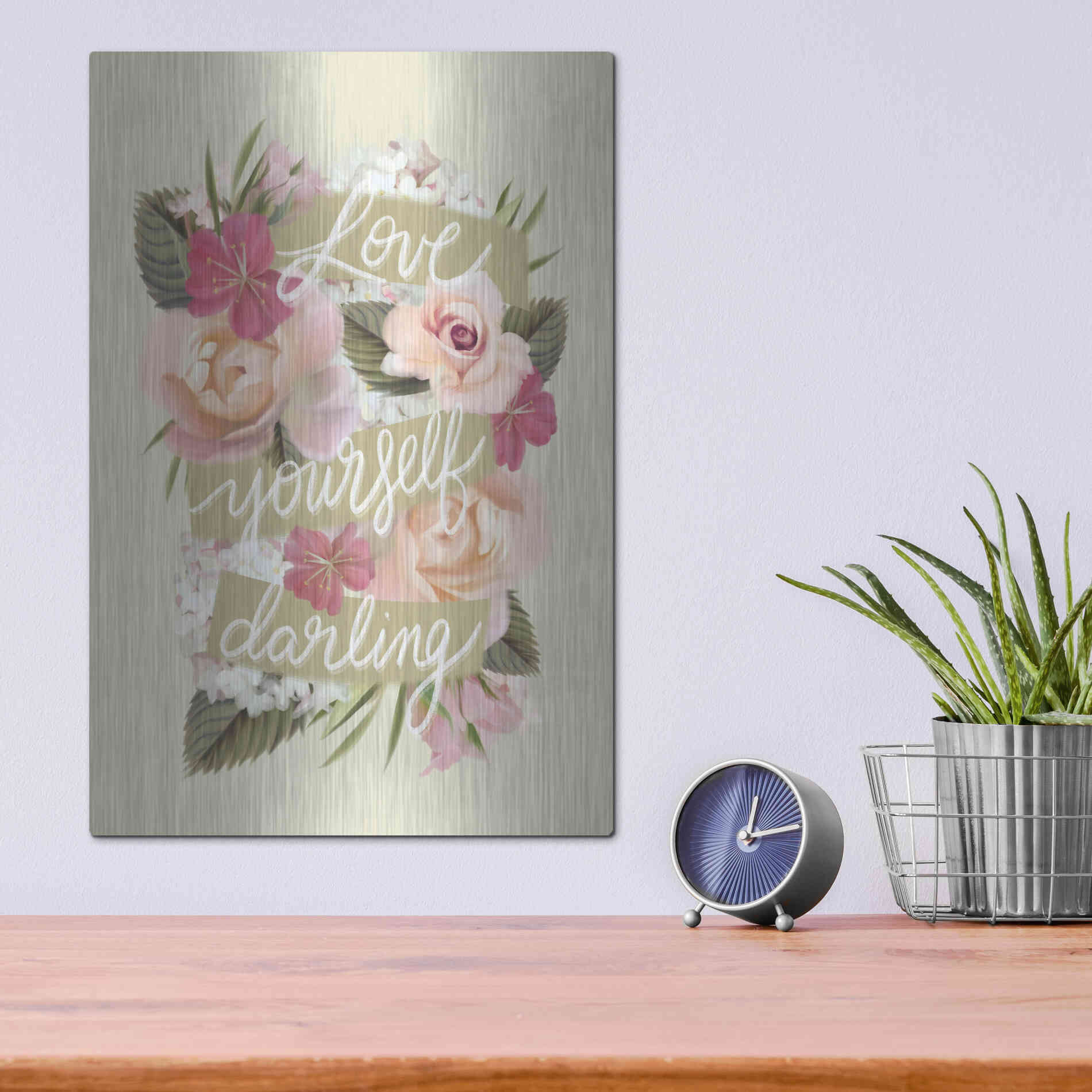 Luxe Metal Art 'Love Yourself Darling' by House Fenway, Metal Wall Art,12x16