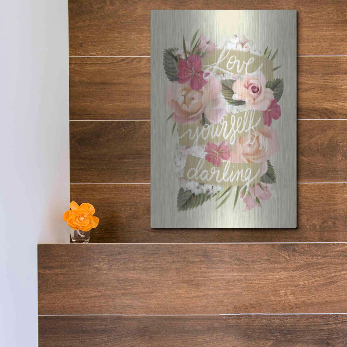 Luxe Metal Art 'Love Yourself Darling' by House Fenway, Metal Wall Art,12x16