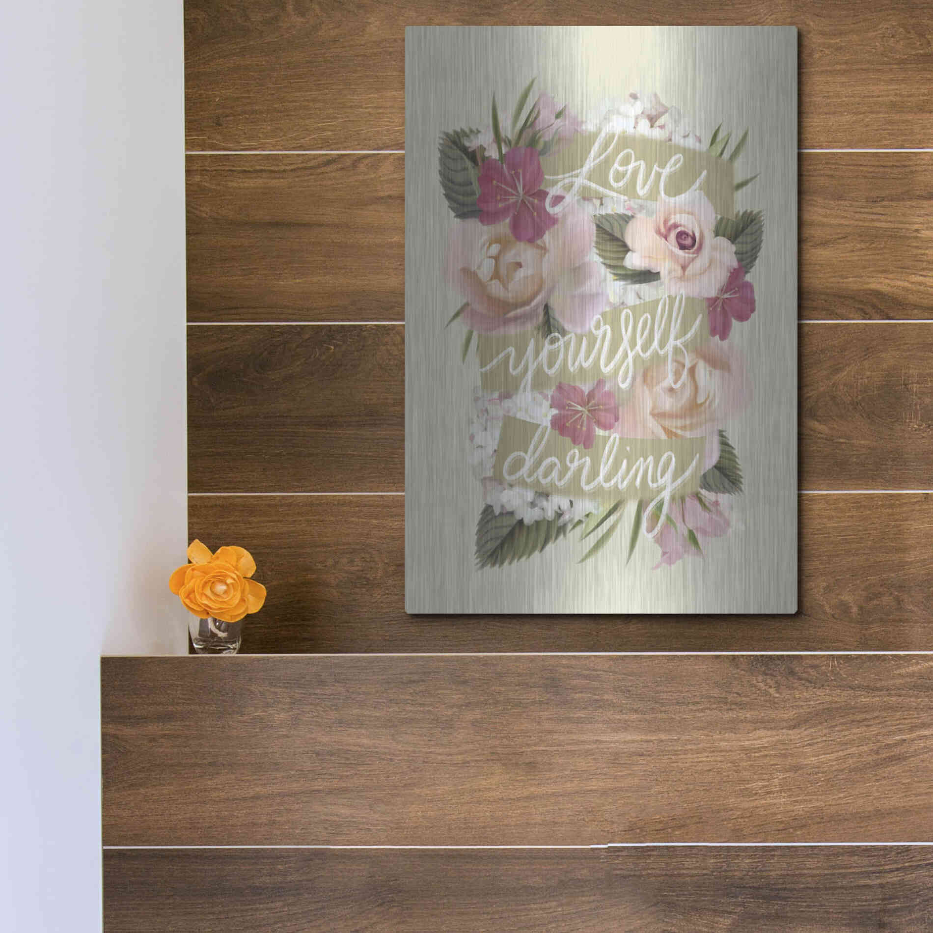 Luxe Metal Art 'Love Yourself Darling' by House Fenway, Metal Wall Art,12x16