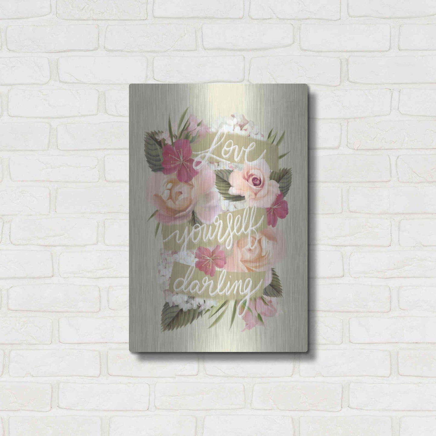 Luxe Metal Art 'Love Yourself Darling' by House Fenway, Metal Wall Art,16x24