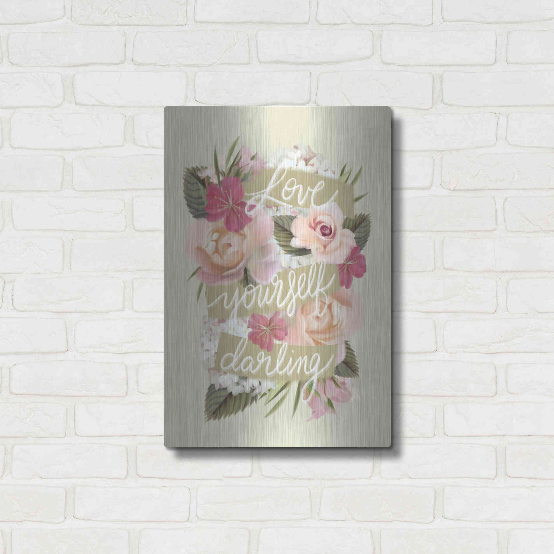 Luxe Metal Art 'Love Yourself Darling' by House Fenway, Metal Wall Art,16x24