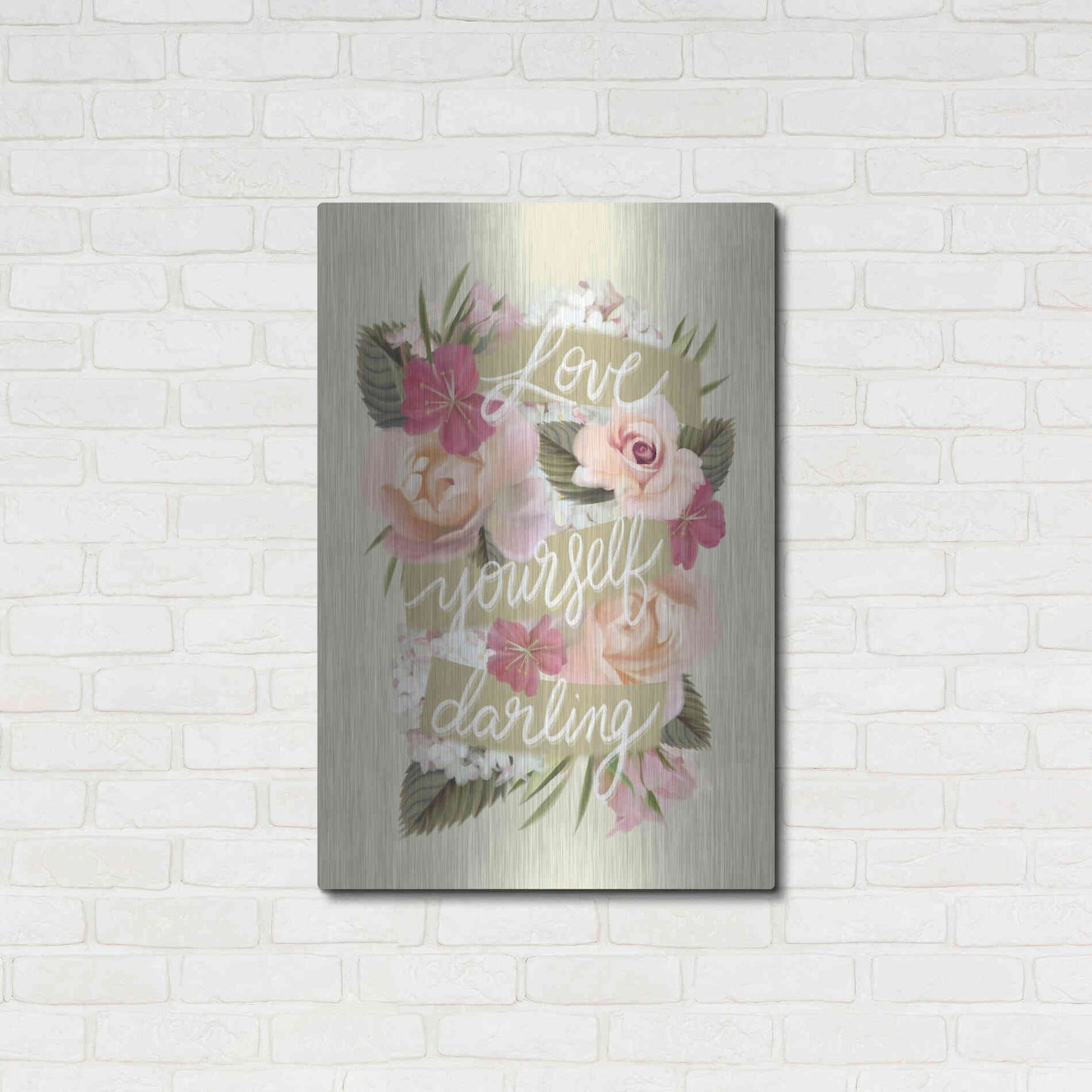 Luxe Metal Art 'Love Yourself Darling' by House Fenway, Metal Wall Art,24x36