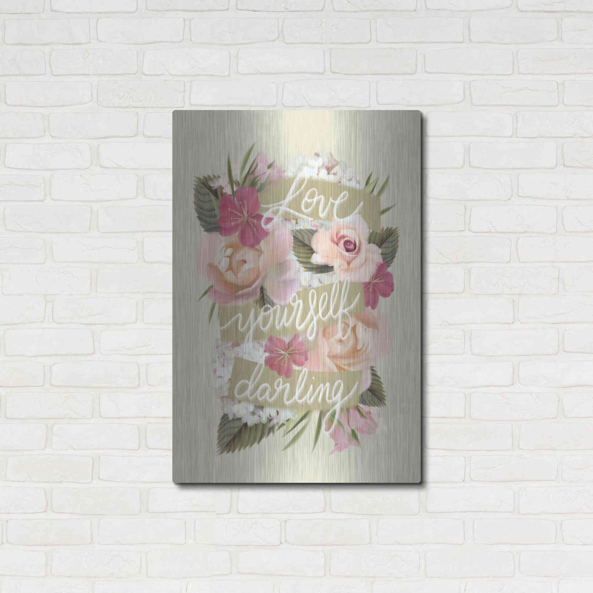 Luxe Metal Art 'Love Yourself Darling' by House Fenway, Metal Wall Art,24x36