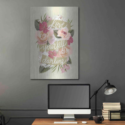 Luxe Metal Art 'Love Yourself Darling' by House Fenway, Metal Wall Art,24x36