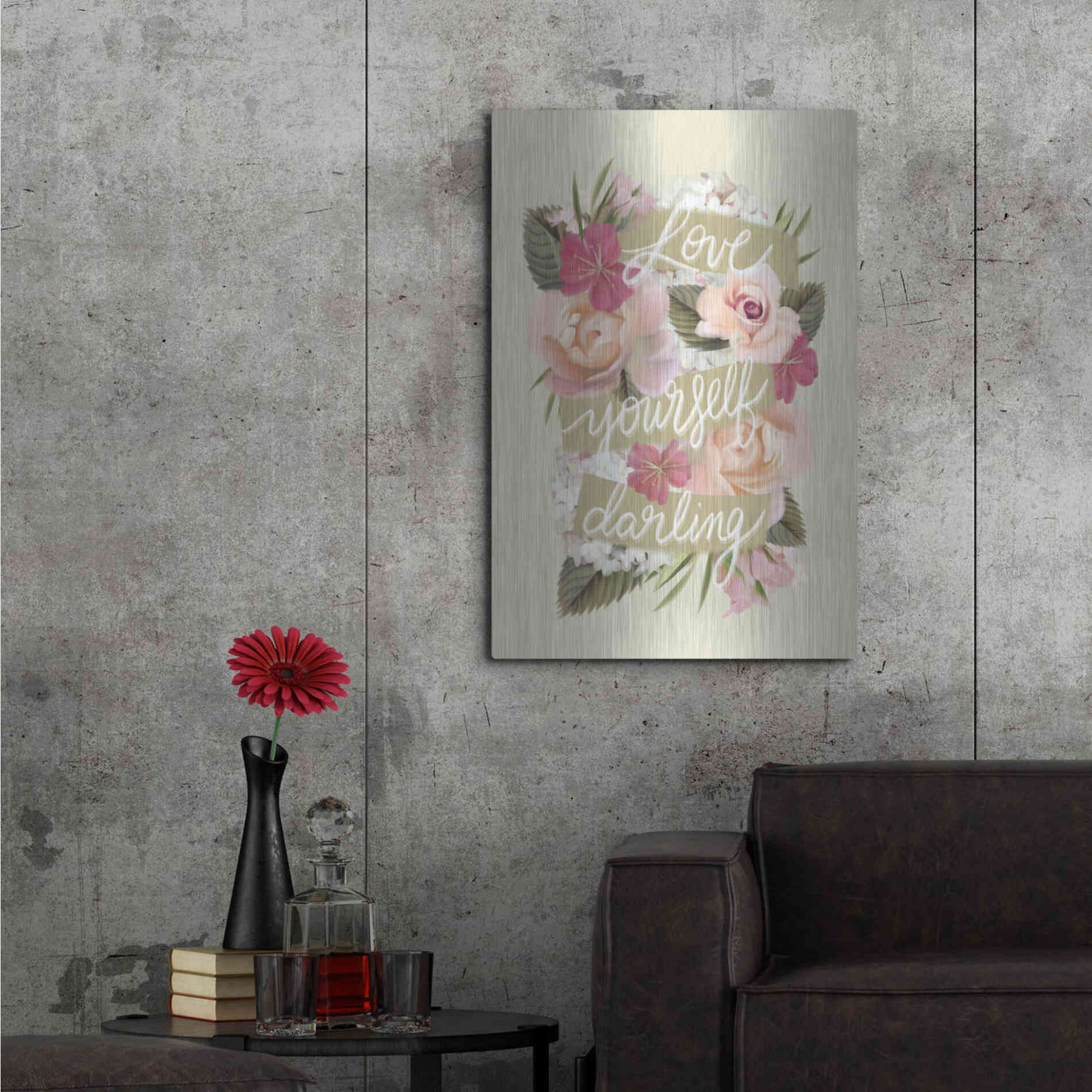 Luxe Metal Art 'Love Yourself Darling' by House Fenway, Metal Wall Art,24x36