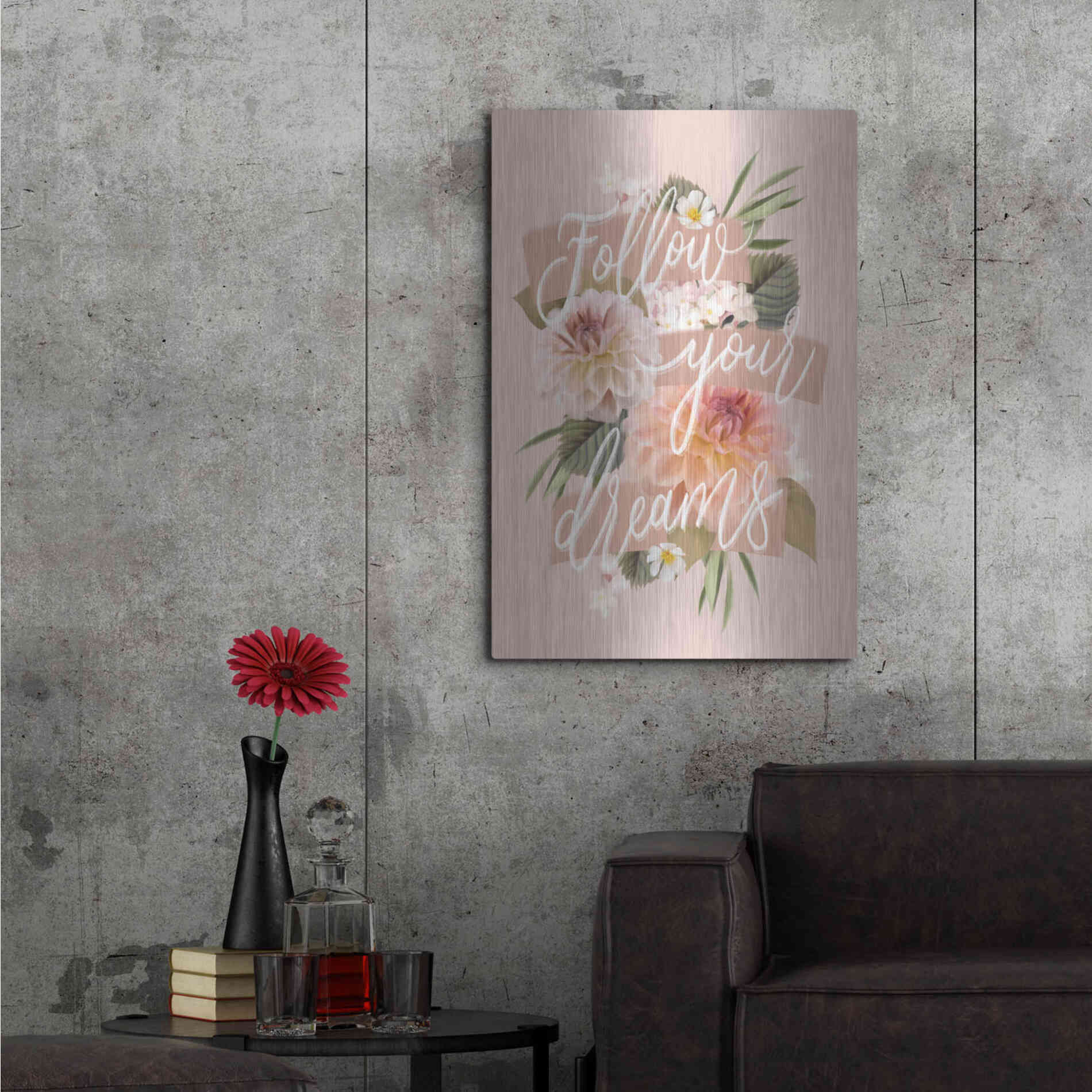 Luxe Metal Art 'Follow Your Dreams' by House Fenway, Metal Wall Art,24x36