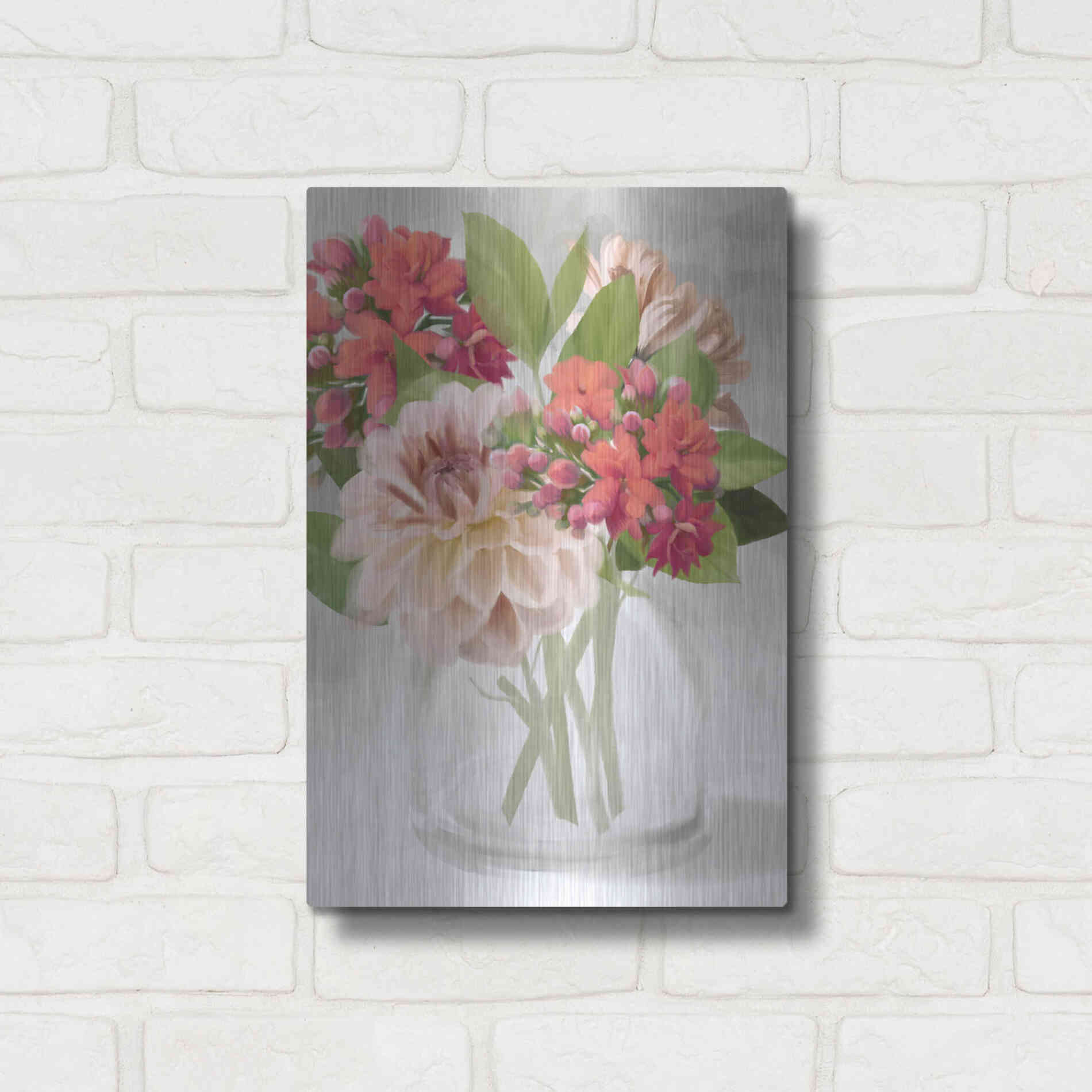 Luxe Metal Art 'Dahlia Bouquet' by House Fenway, Metal Wall Art,12x16