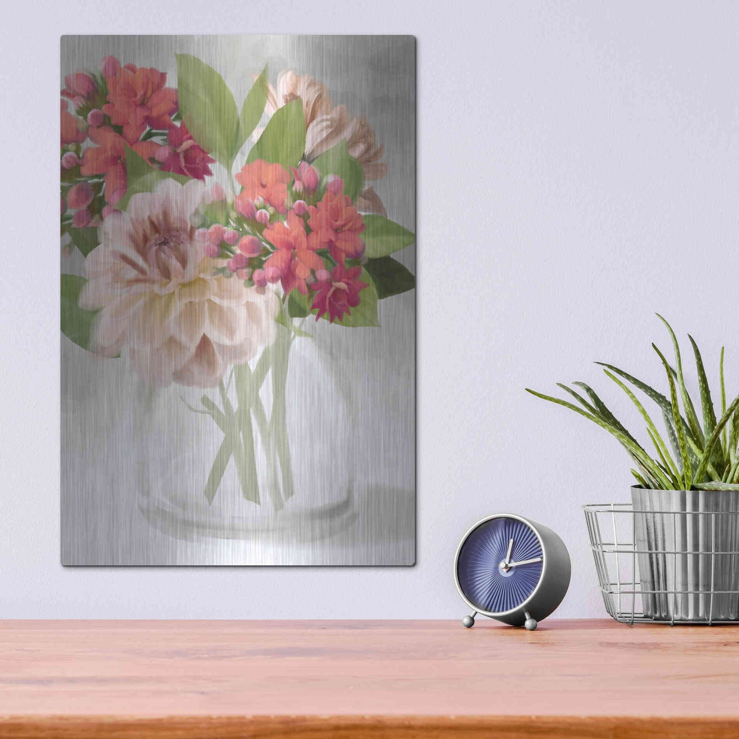 Luxe Metal Art 'Dahlia Bouquet' by House Fenway, Metal Wall Art,12x16