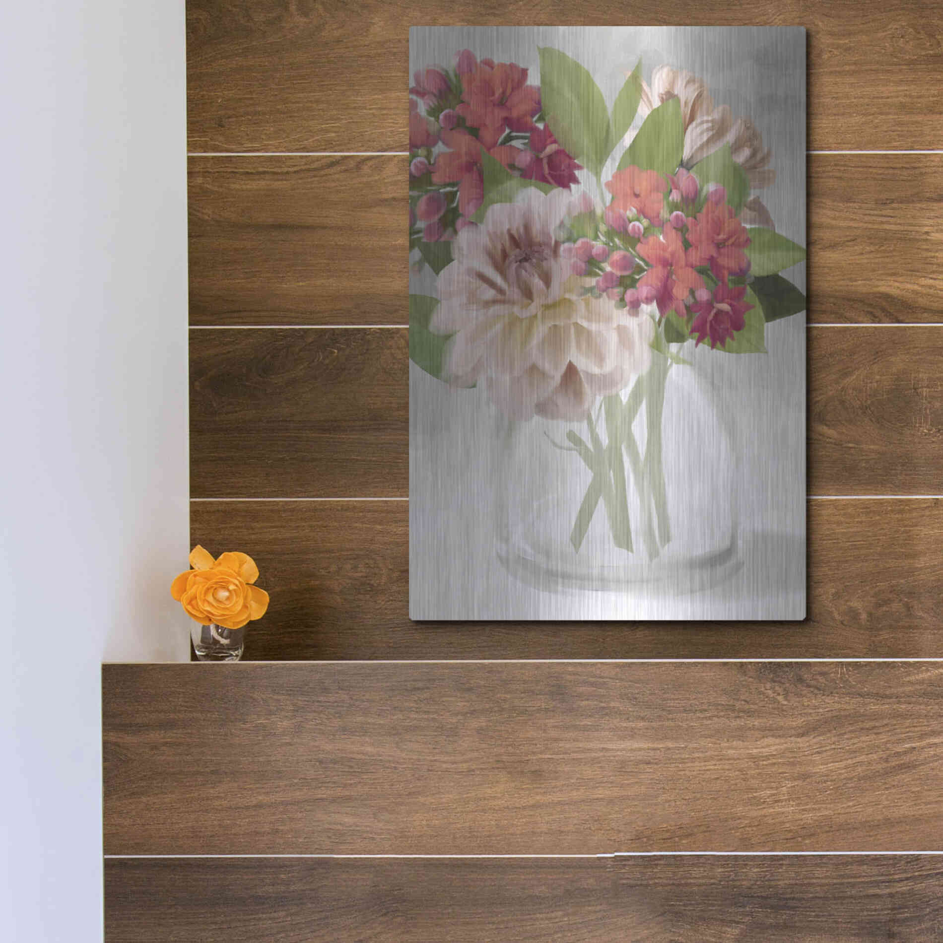 Luxe Metal Art 'Dahlia Bouquet' by House Fenway, Metal Wall Art,12x16