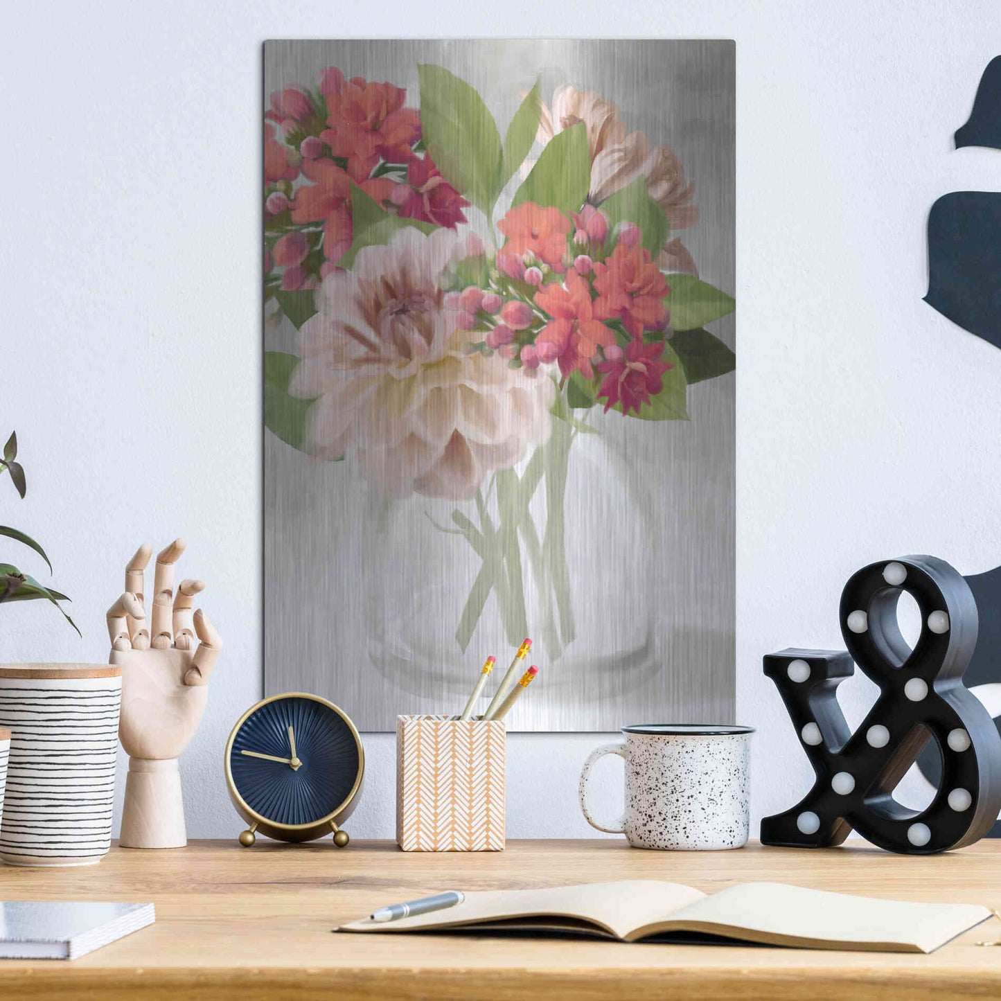 Luxe Metal Art 'Dahlia Bouquet' by House Fenway, Metal Wall Art,12x16