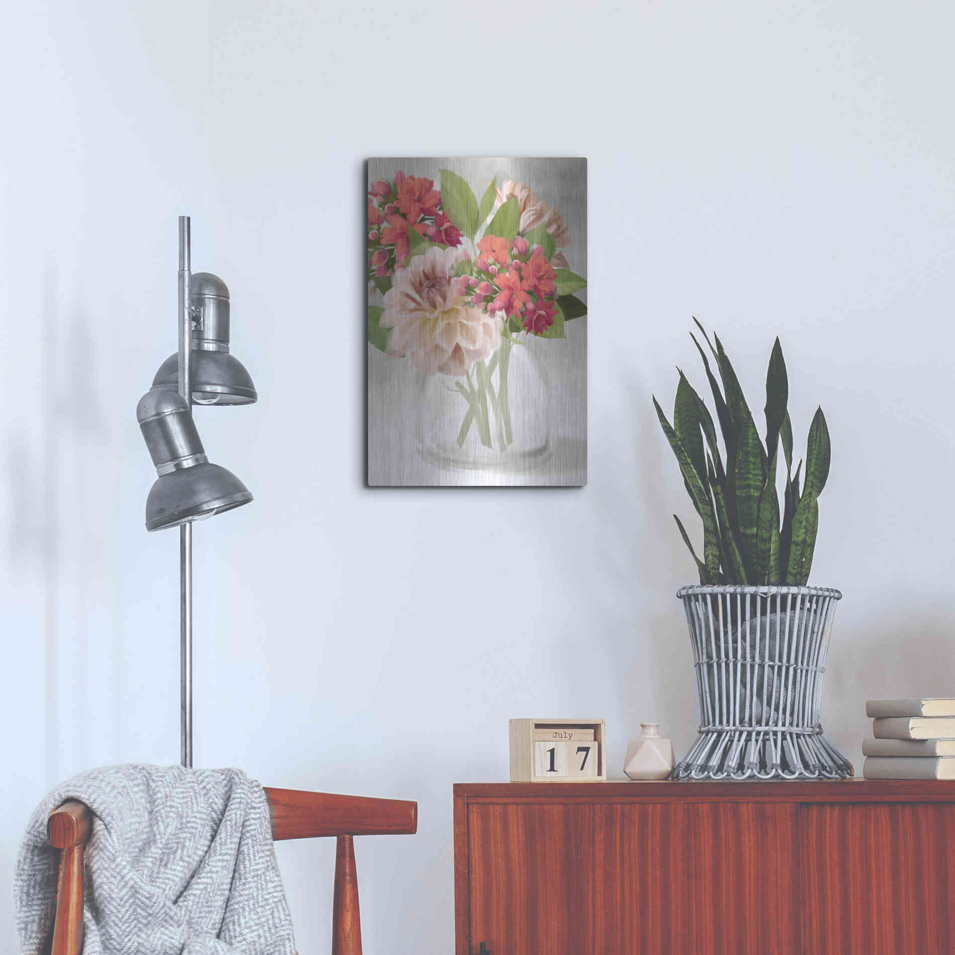 Luxe Metal Art 'Dahlia Bouquet' by House Fenway, Metal Wall Art,16x24