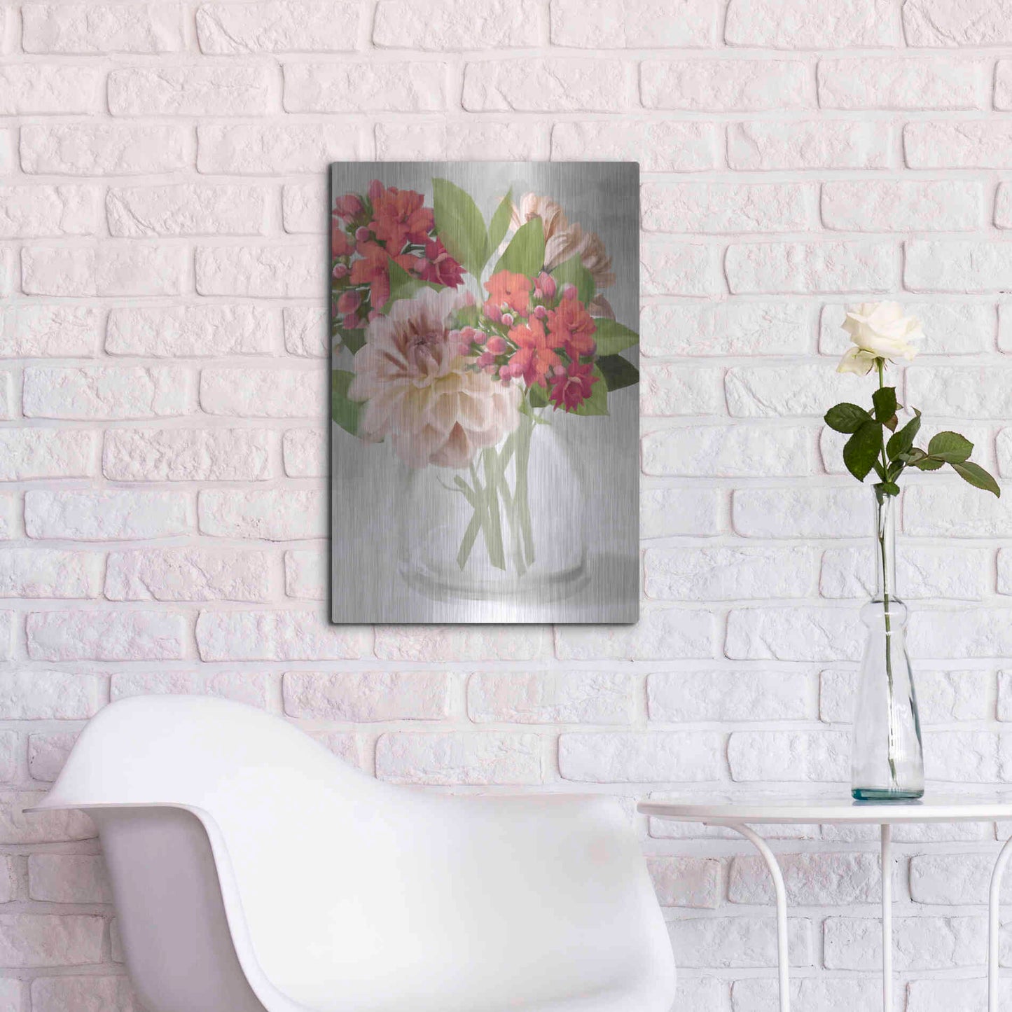 Luxe Metal Art 'Dahlia Bouquet' by House Fenway, Metal Wall Art,16x24