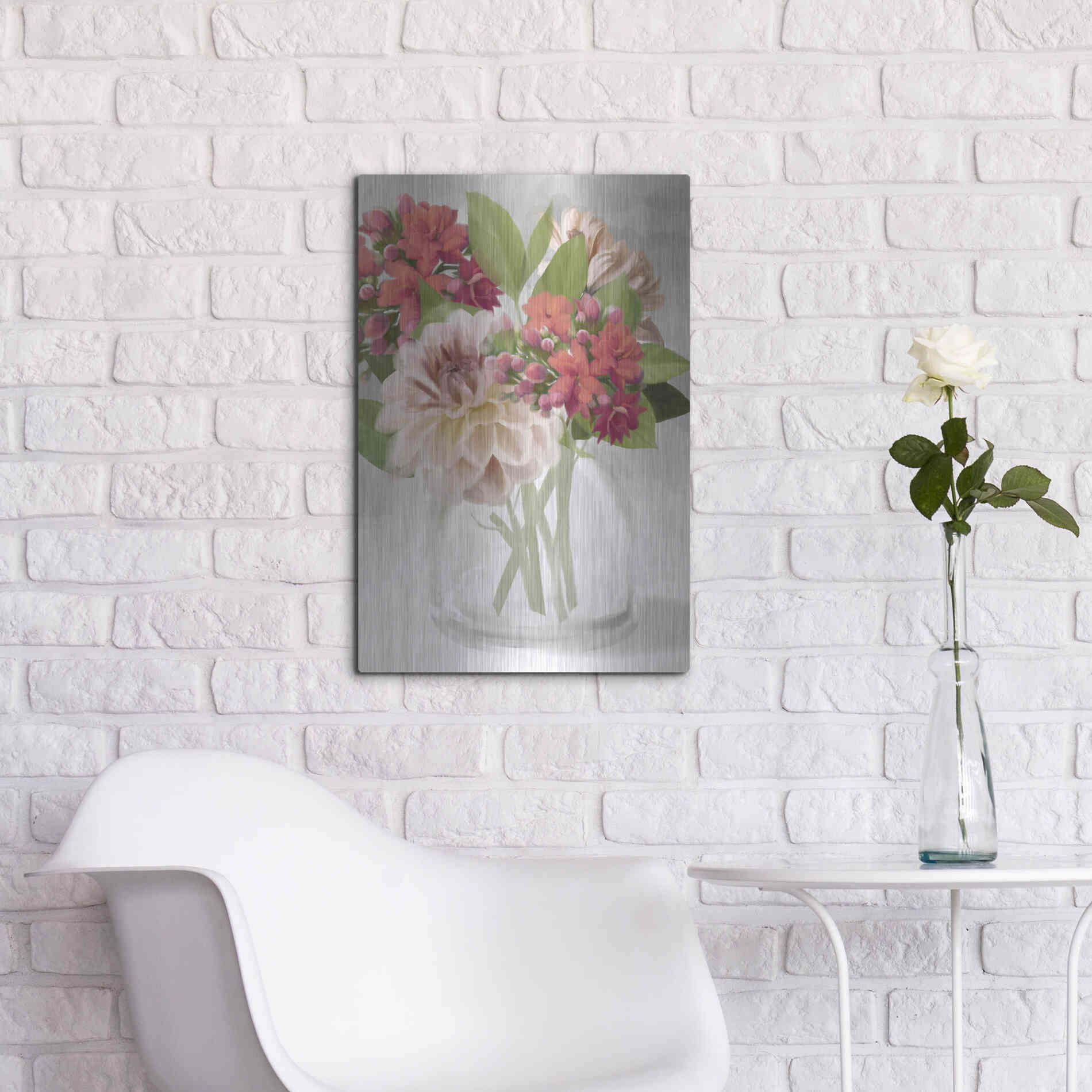 Luxe Metal Art 'Dahlia Bouquet' by House Fenway, Metal Wall Art,16x24