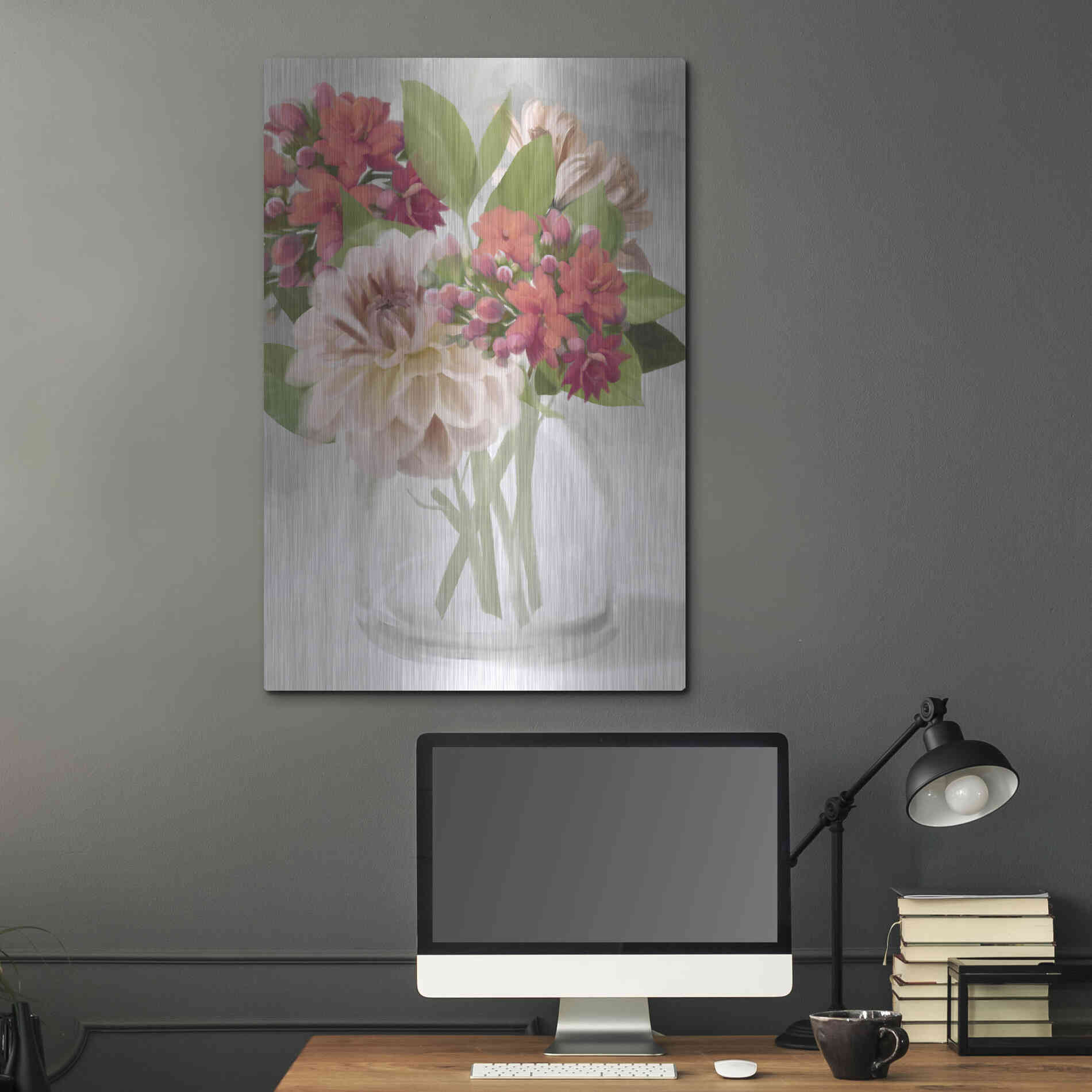 Luxe Metal Art 'Dahlia Bouquet' by House Fenway, Metal Wall Art,24x36