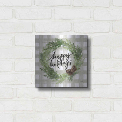 Luxe Metal Art 'Farmhouse Christmas Wreath' by House Fenway, Metal Wall Art,12x12