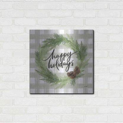 Luxe Metal Art 'Farmhouse Christmas Wreath' by House Fenway, Metal Wall Art,24x24