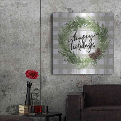 Luxe Metal Art 'Farmhouse Christmas Wreath' by House Fenway, Metal Wall Art,36x36