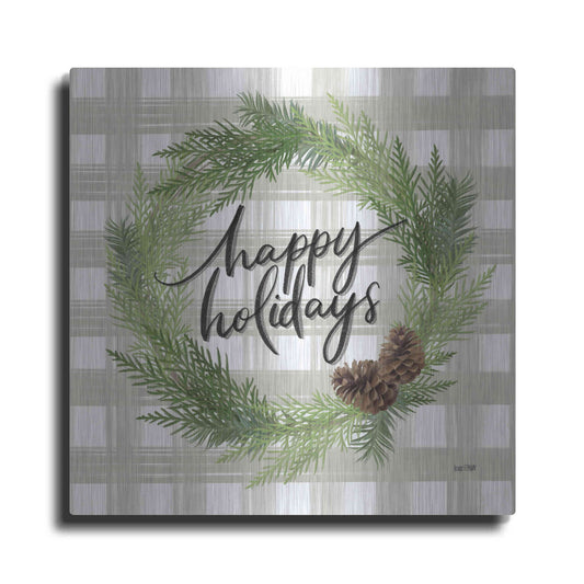 Luxe Metal Art 'Farmhouse Christmas Wreath' by House Fenway, Metal Wall Art