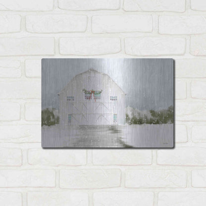 Luxe Metal Art 'Christmas Barn' by House Fenway, Metal Wall Art,16x12