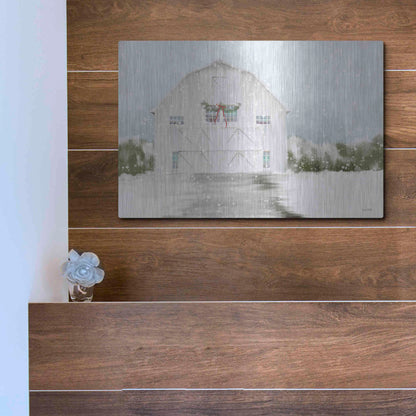 Luxe Metal Art 'Christmas Barn' by House Fenway, Metal Wall Art,16x12