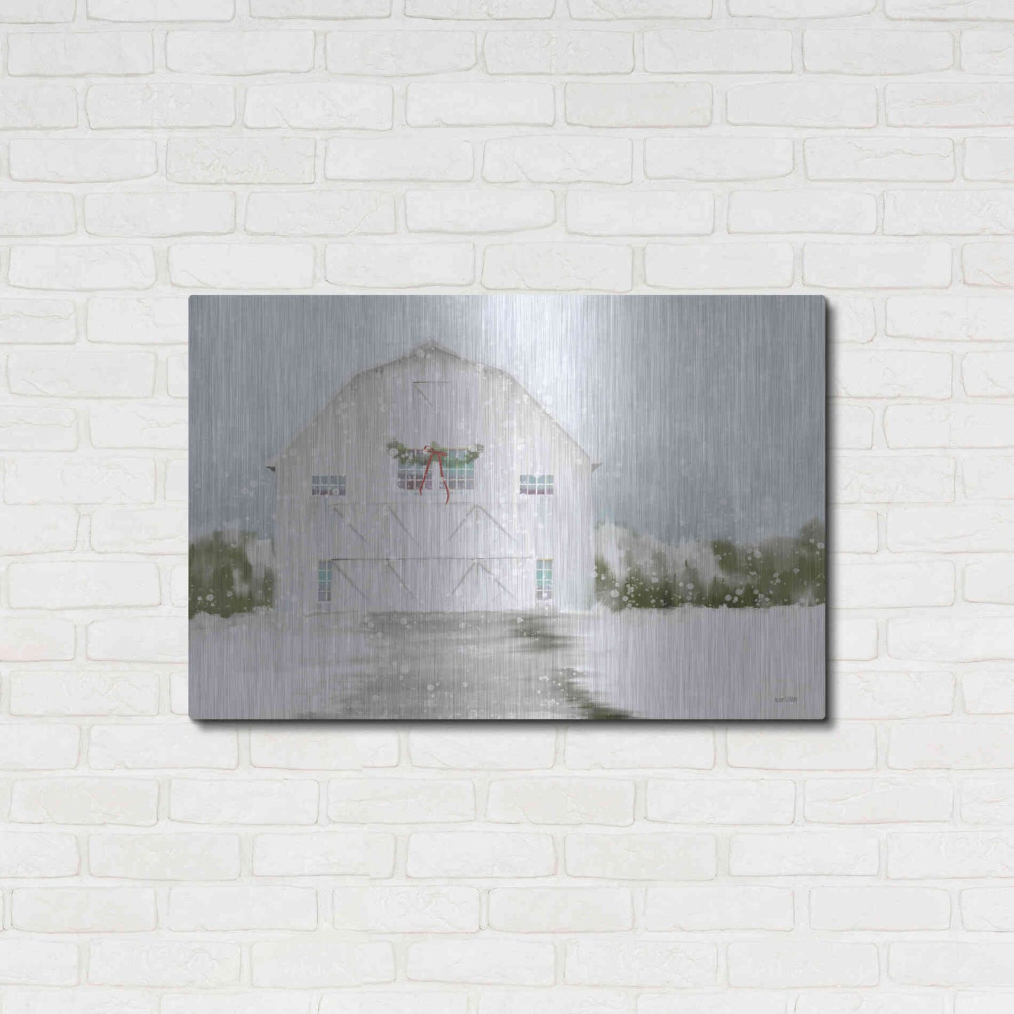 Luxe Metal Art 'Christmas Barn' by House Fenway, Metal Wall Art,36x24