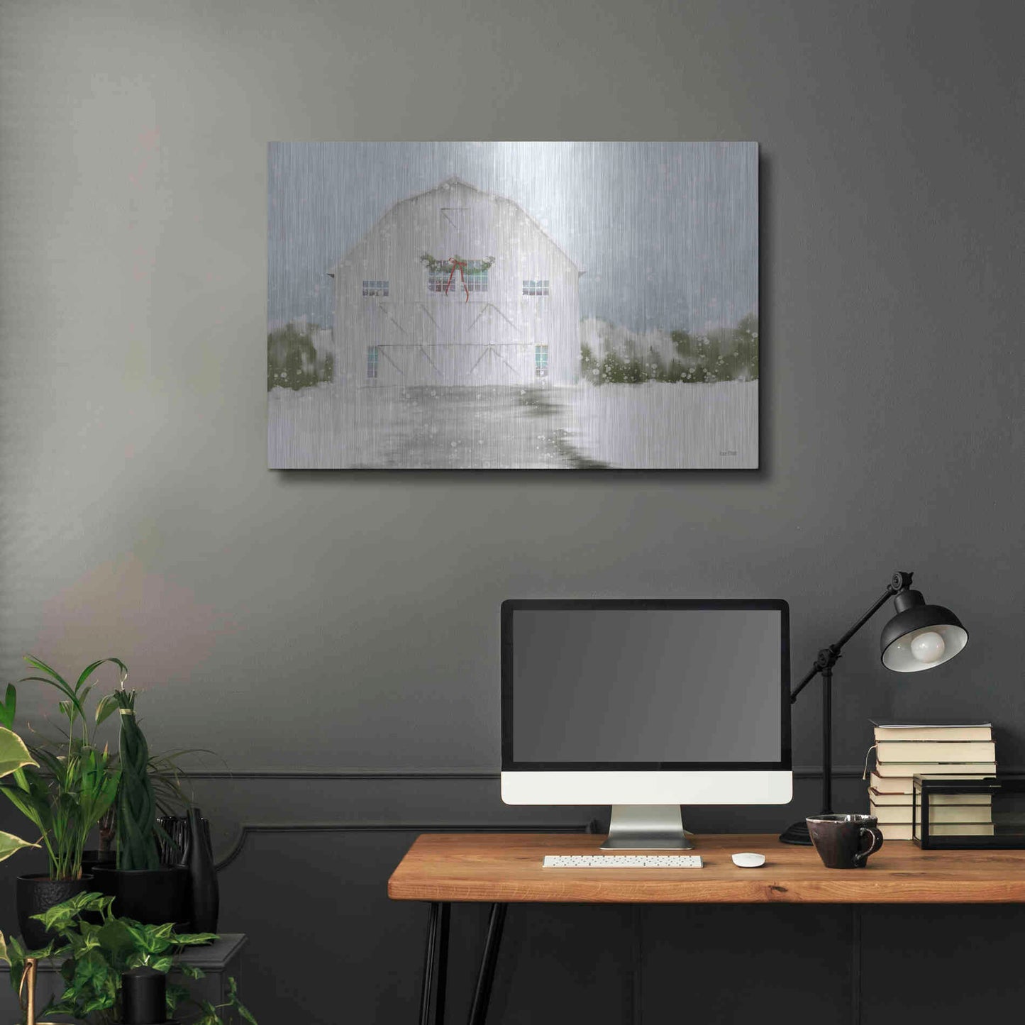 Luxe Metal Art 'Christmas Barn' by House Fenway, Metal Wall Art,36x24