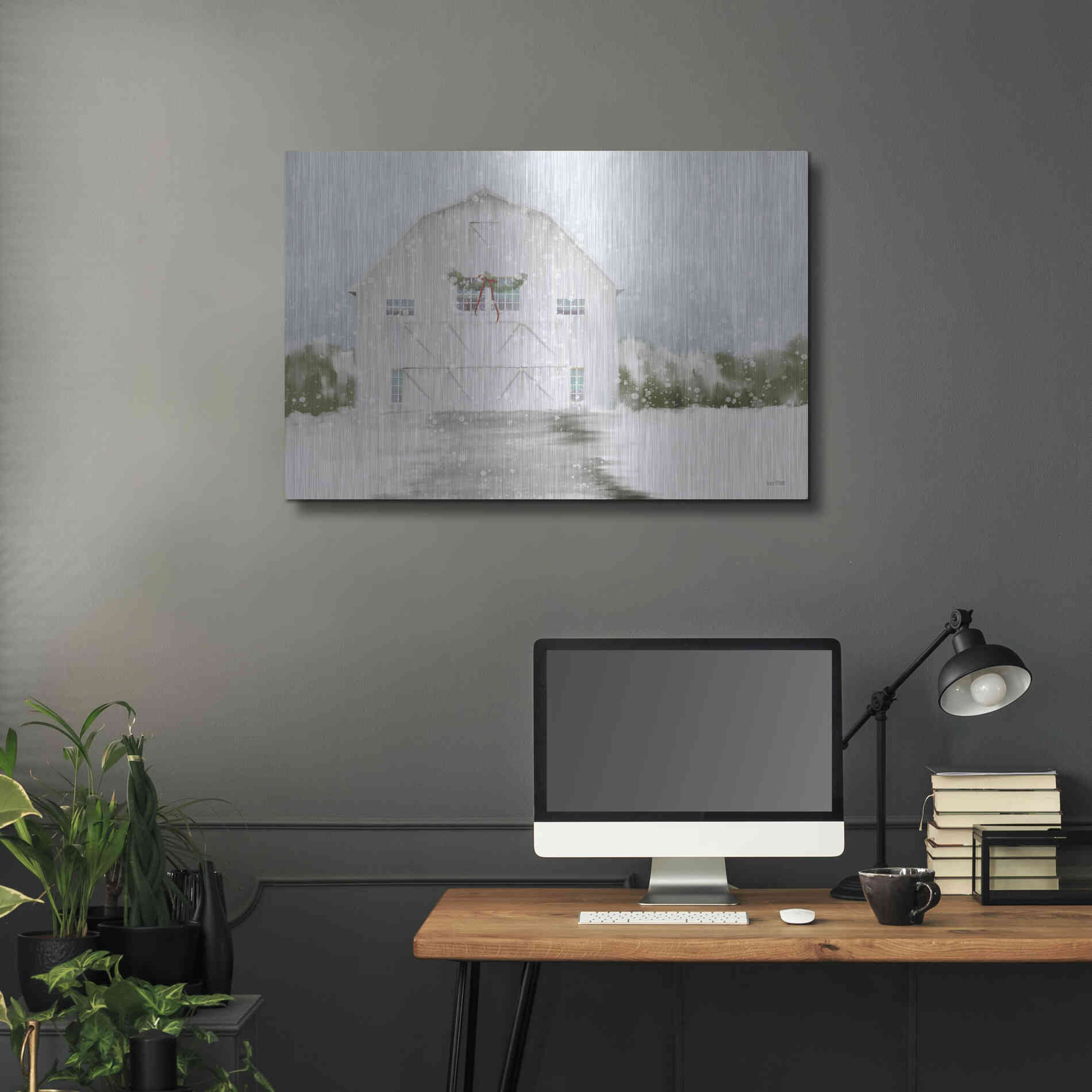 Luxe Metal Art 'Christmas Barn' by House Fenway, Metal Wall Art,36x24