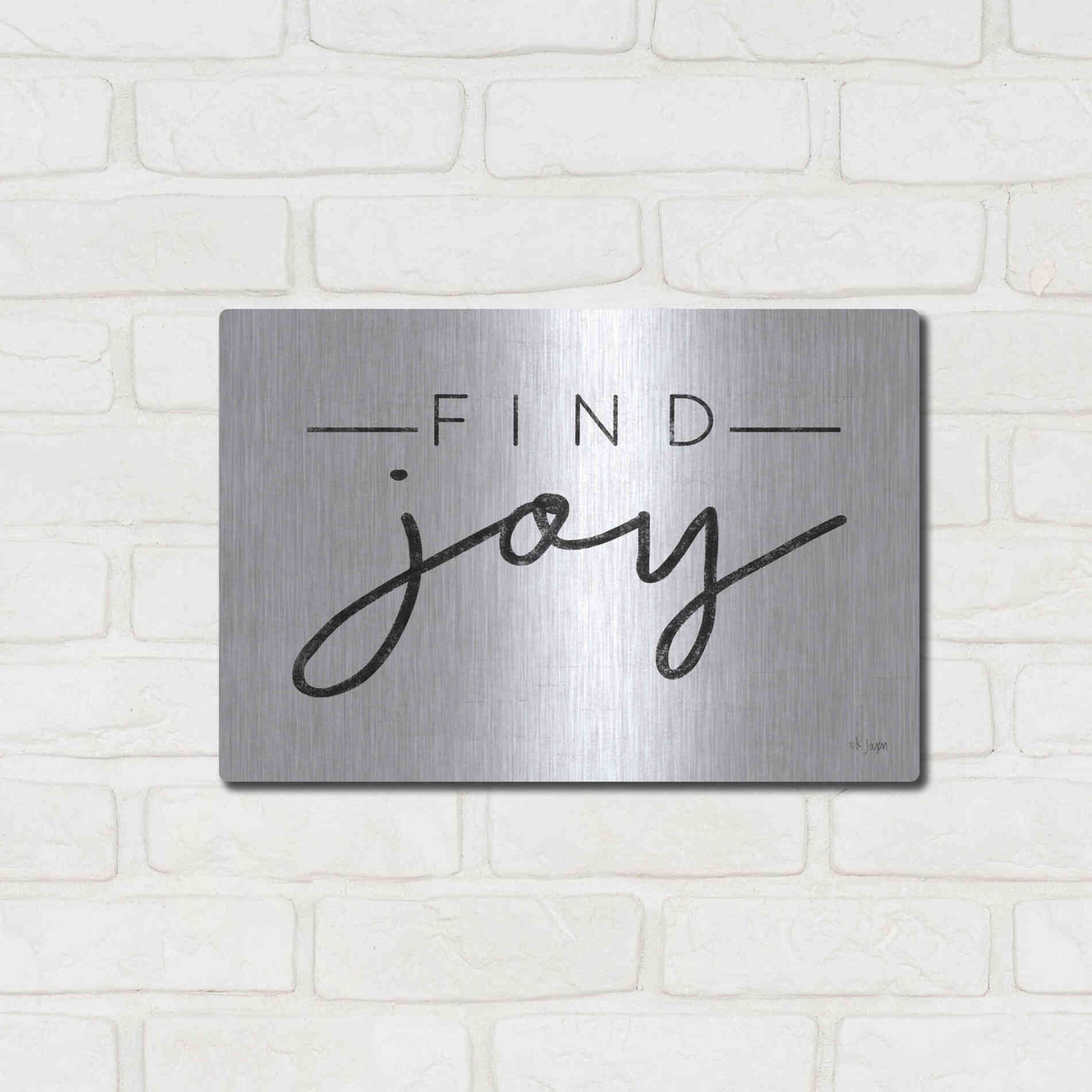 Luxe Metal Art 'Find Joy' by Jaxn Blvd, Metal Wall Art,16x12