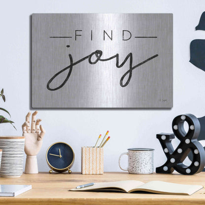 Luxe Metal Art 'Find Joy' by Jaxn Blvd, Metal Wall Art,16x12