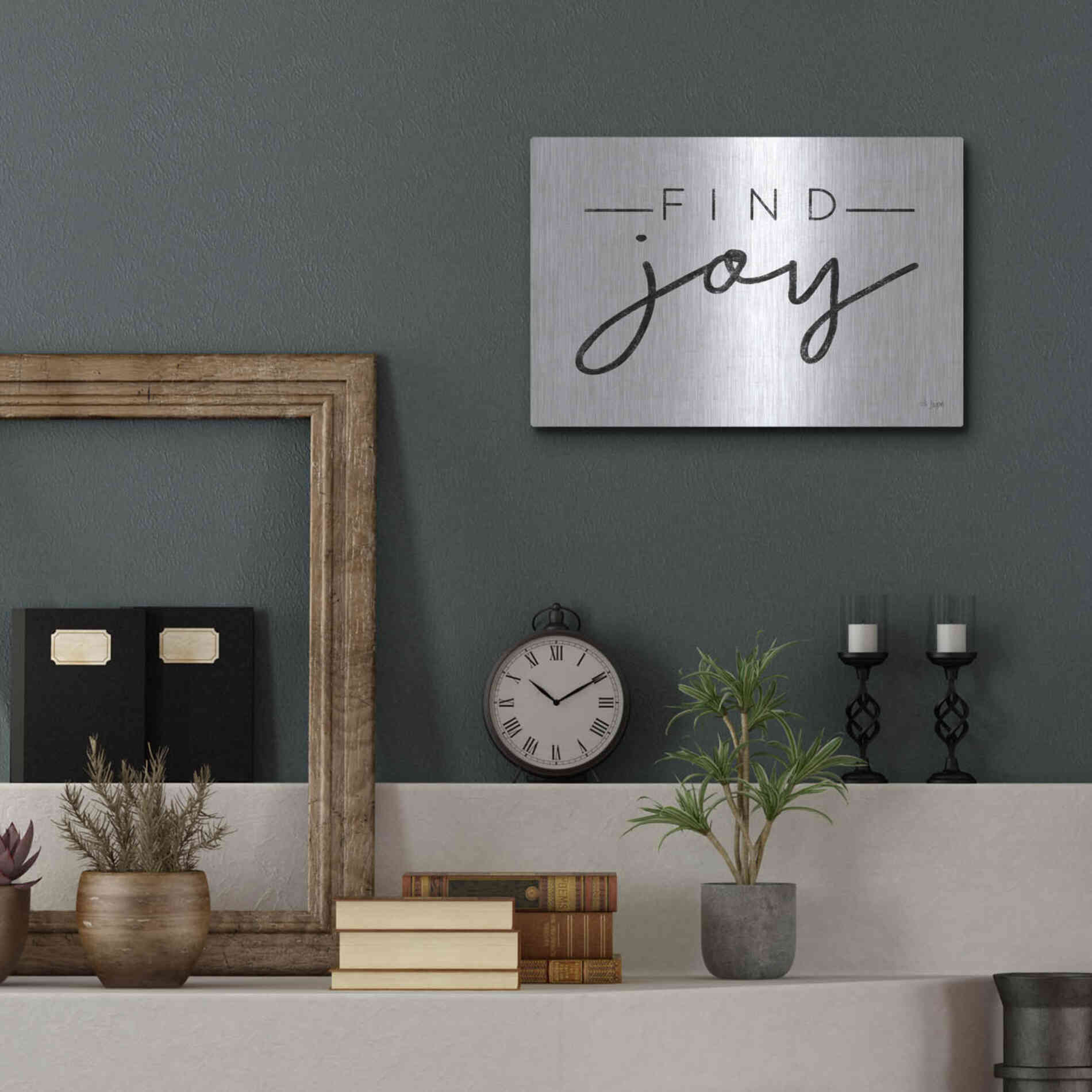 Luxe Metal Art 'Find Joy' by Jaxn Blvd, Metal Wall Art,16x12