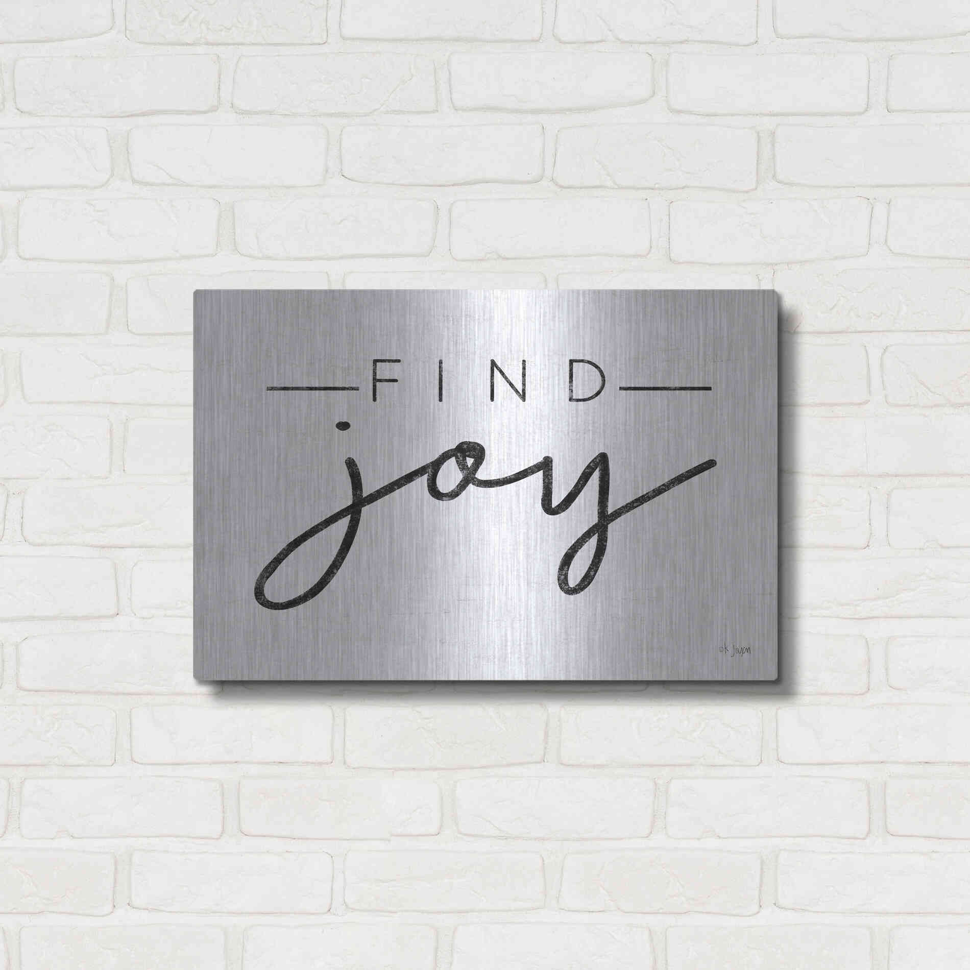 Luxe Metal Art 'Find Joy' by Jaxn Blvd, Metal Wall Art,24x16