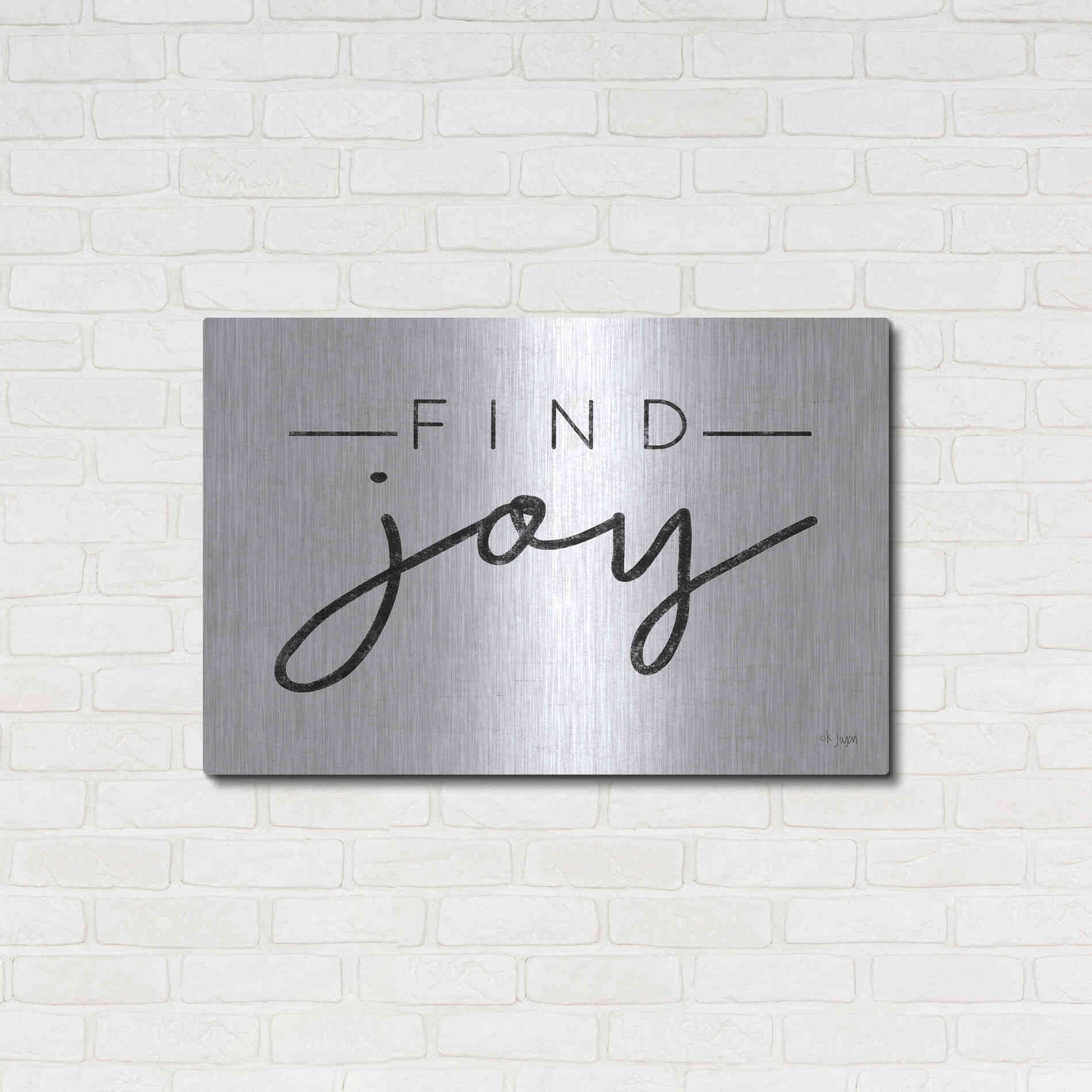 Luxe Metal Art 'Find Joy' by Jaxn Blvd, Metal Wall Art,36x24