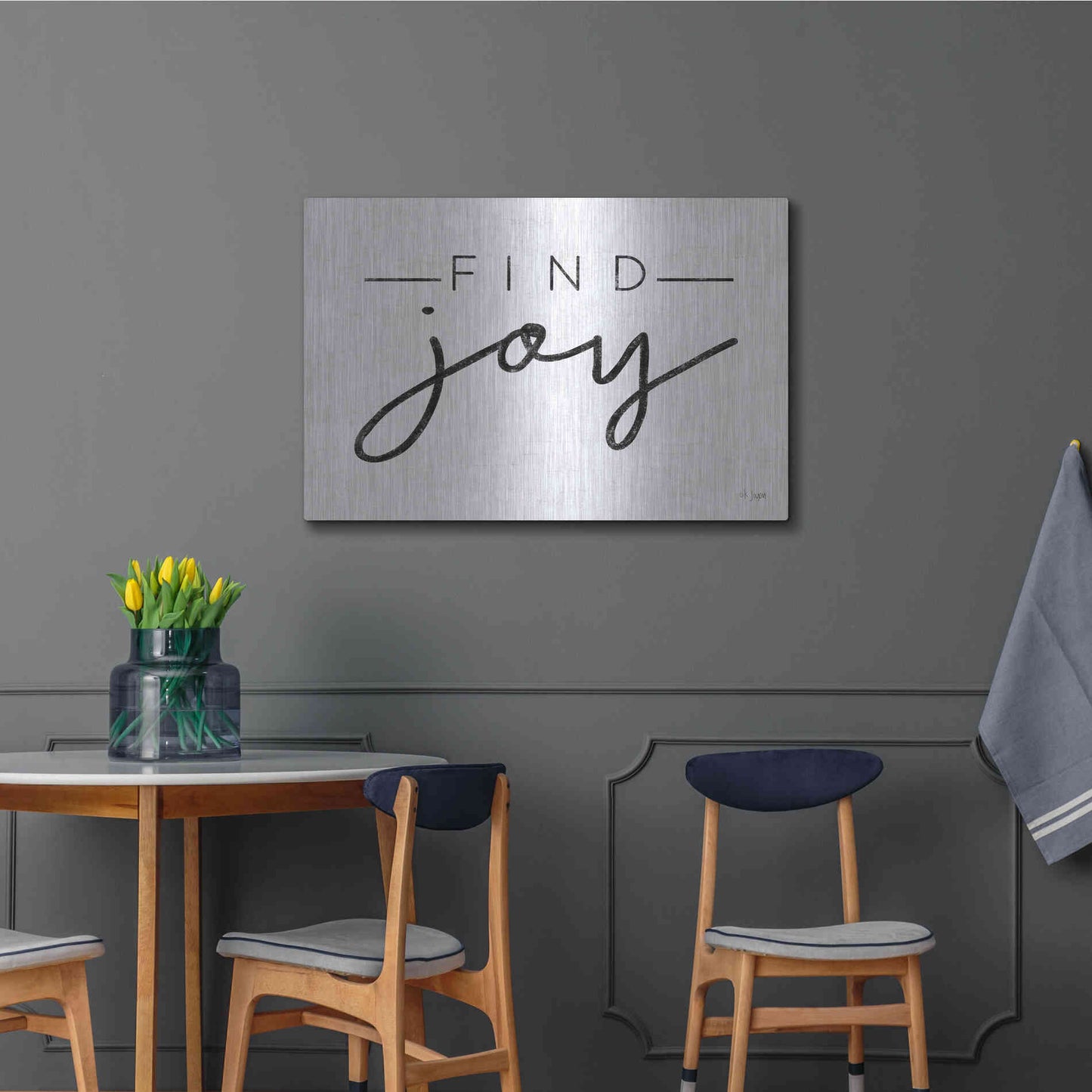 Luxe Metal Art 'Find Joy' by Jaxn Blvd, Metal Wall Art,36x24