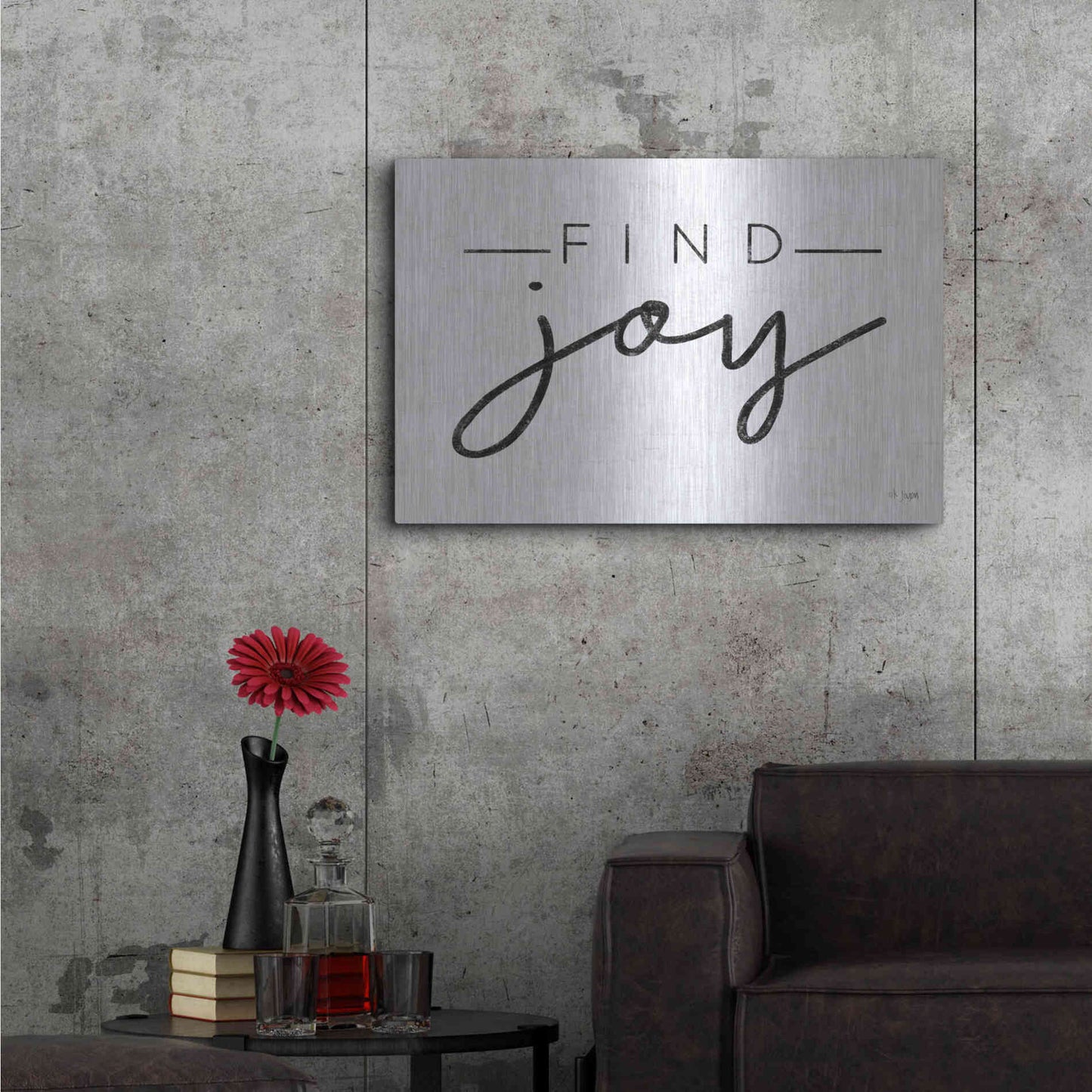 Luxe Metal Art 'Find Joy' by Jaxn Blvd, Metal Wall Art,36x24
