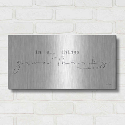 Luxe Metal Art 'In All Things Give Thanks' by Jaxn Blvd, Metal Wall Art,24x12