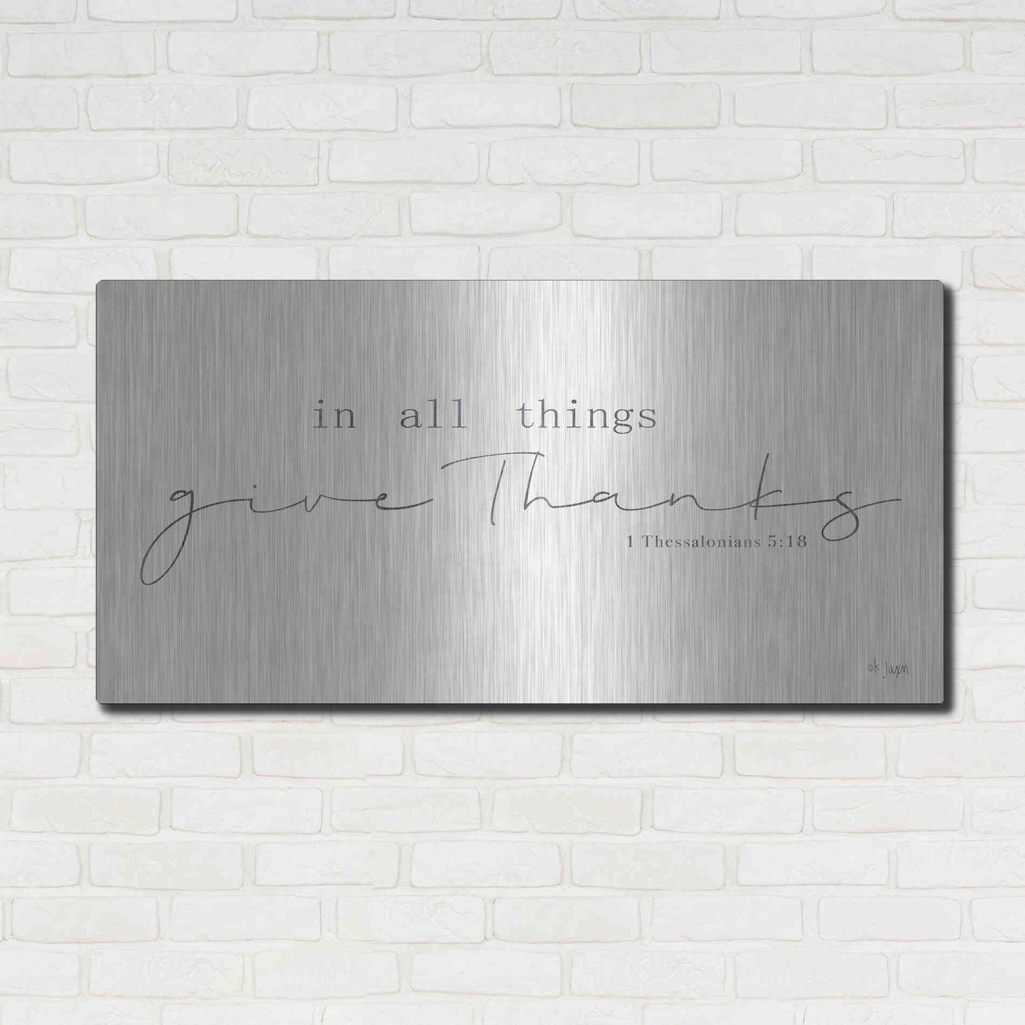 Luxe Metal Art 'In All Things Give Thanks' by Jaxn Blvd, Metal Wall Art,48x24