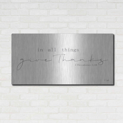 Luxe Metal Art 'In All Things Give Thanks' by Jaxn Blvd, Metal Wall Art,48x24