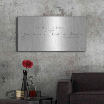 Luxe Metal Art 'In All Things Give Thanks' by Jaxn Blvd, Metal Wall Art,48x24