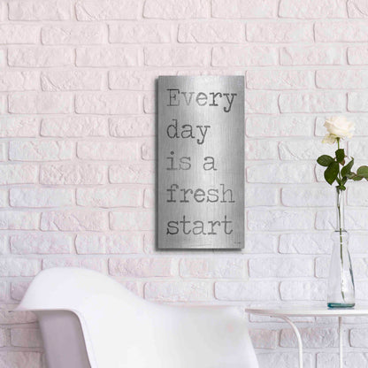 Luxe Metal Art 'Every Day is a Fresh Start' by Jaxn Blvd, Metal Wall Art,12x24