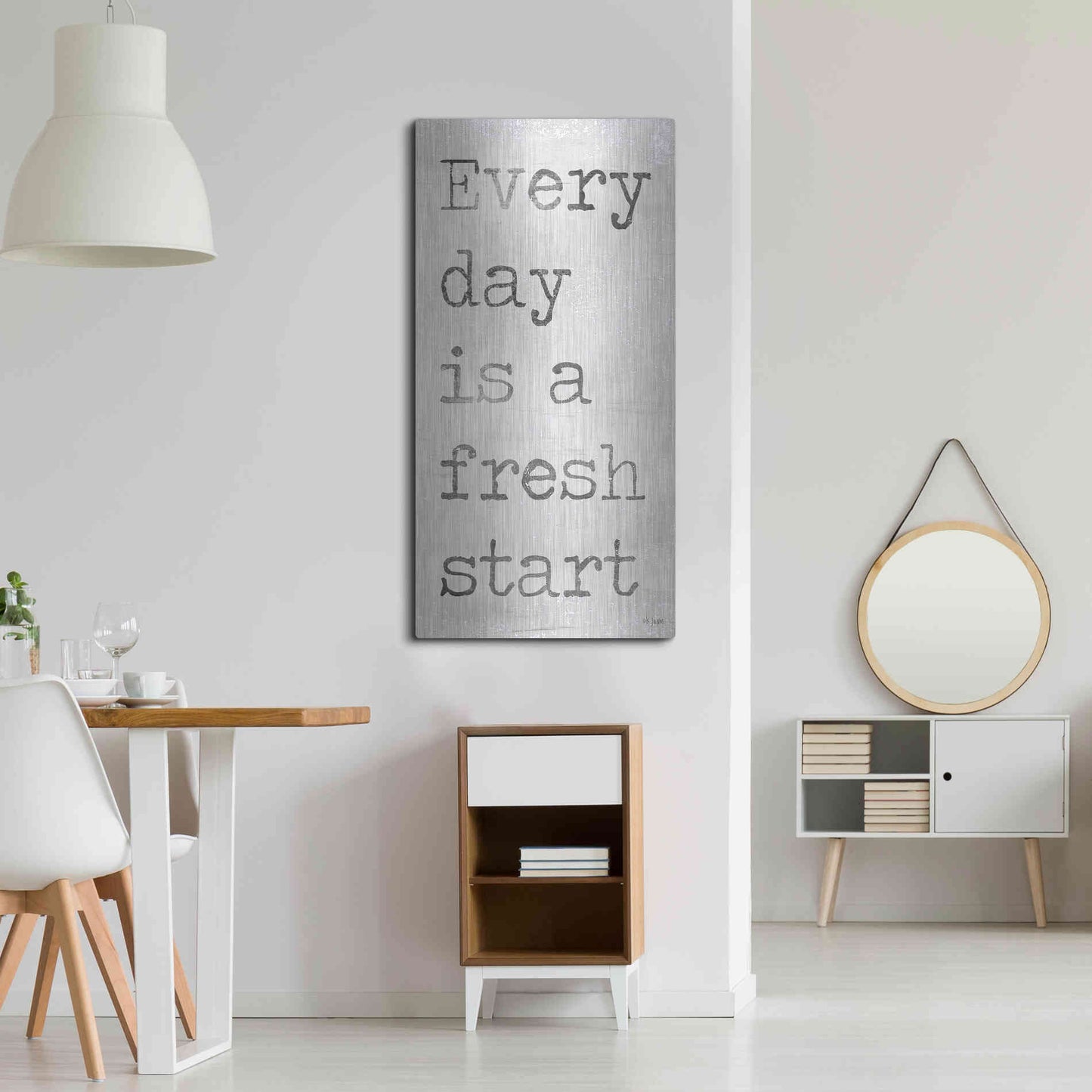 Luxe Metal Art 'Every Day is a Fresh Start' by Jaxn Blvd, Metal Wall Art,24x48