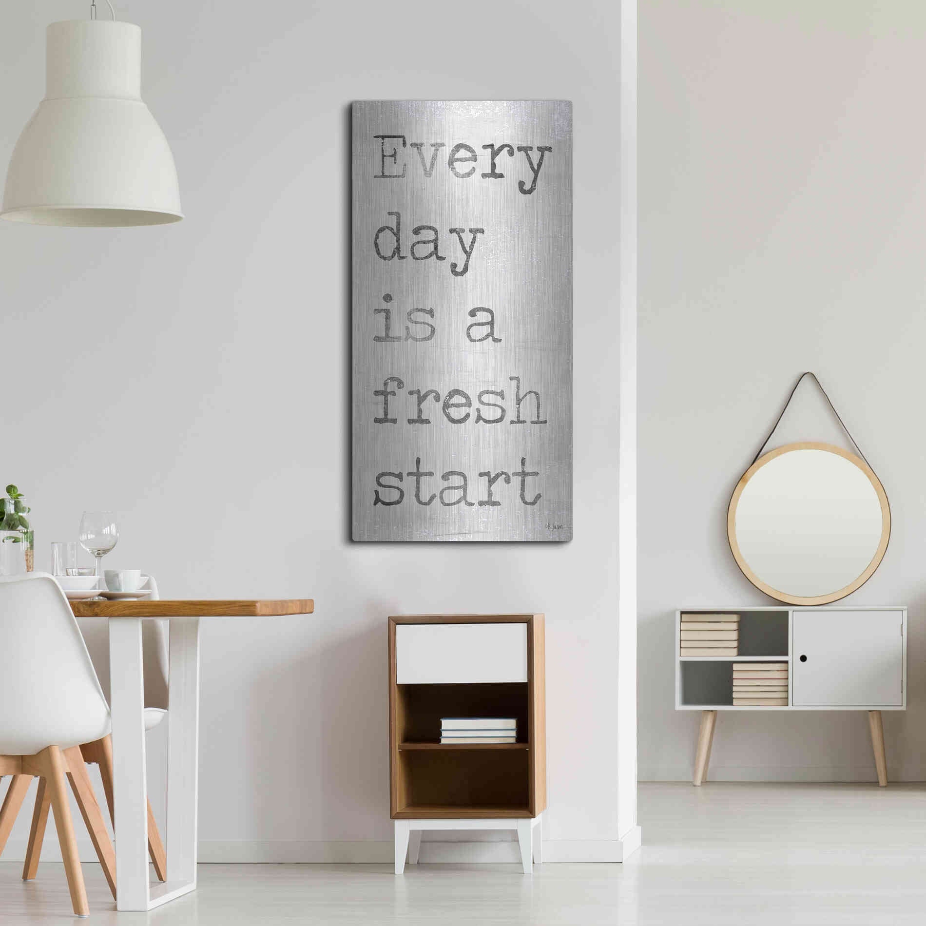Luxe Metal Art 'Every Day is a Fresh Start' by Jaxn Blvd, Metal Wall Art,24x48