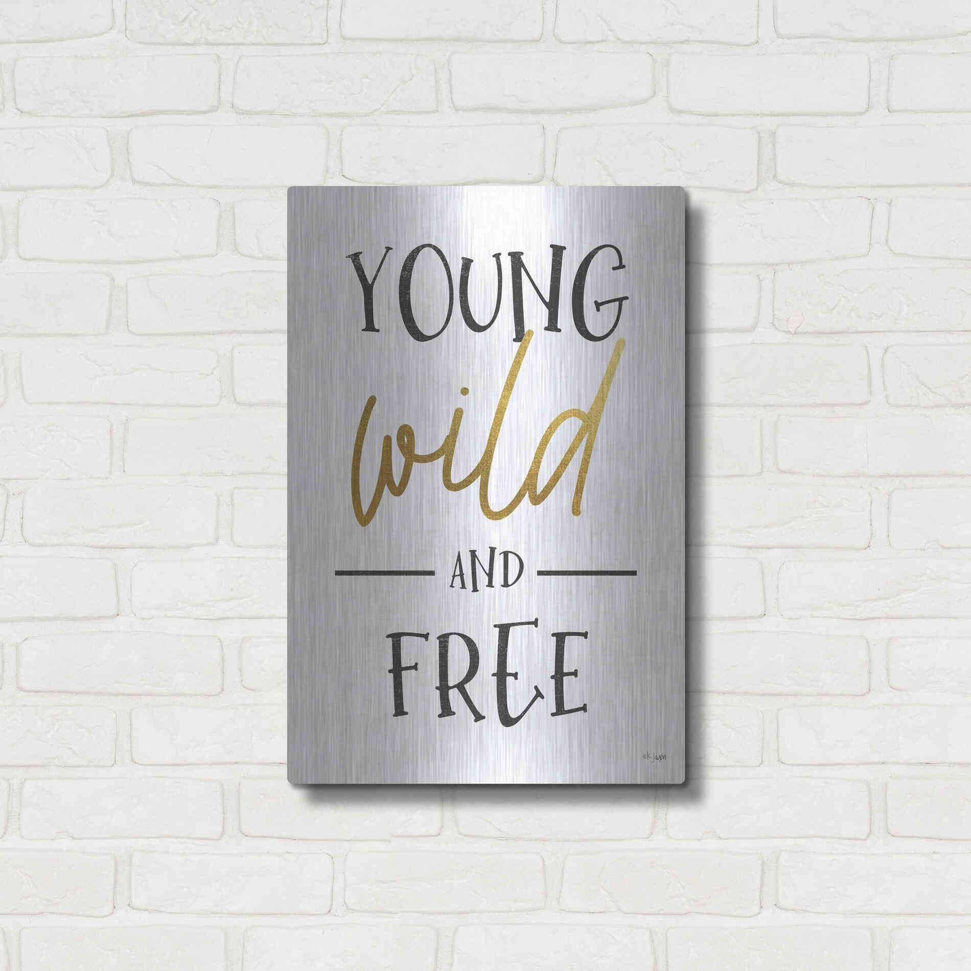 Luxe Metal Art 'Young, Wild and Free' by Jaxn Blvd, Metal Wall Art,16x24