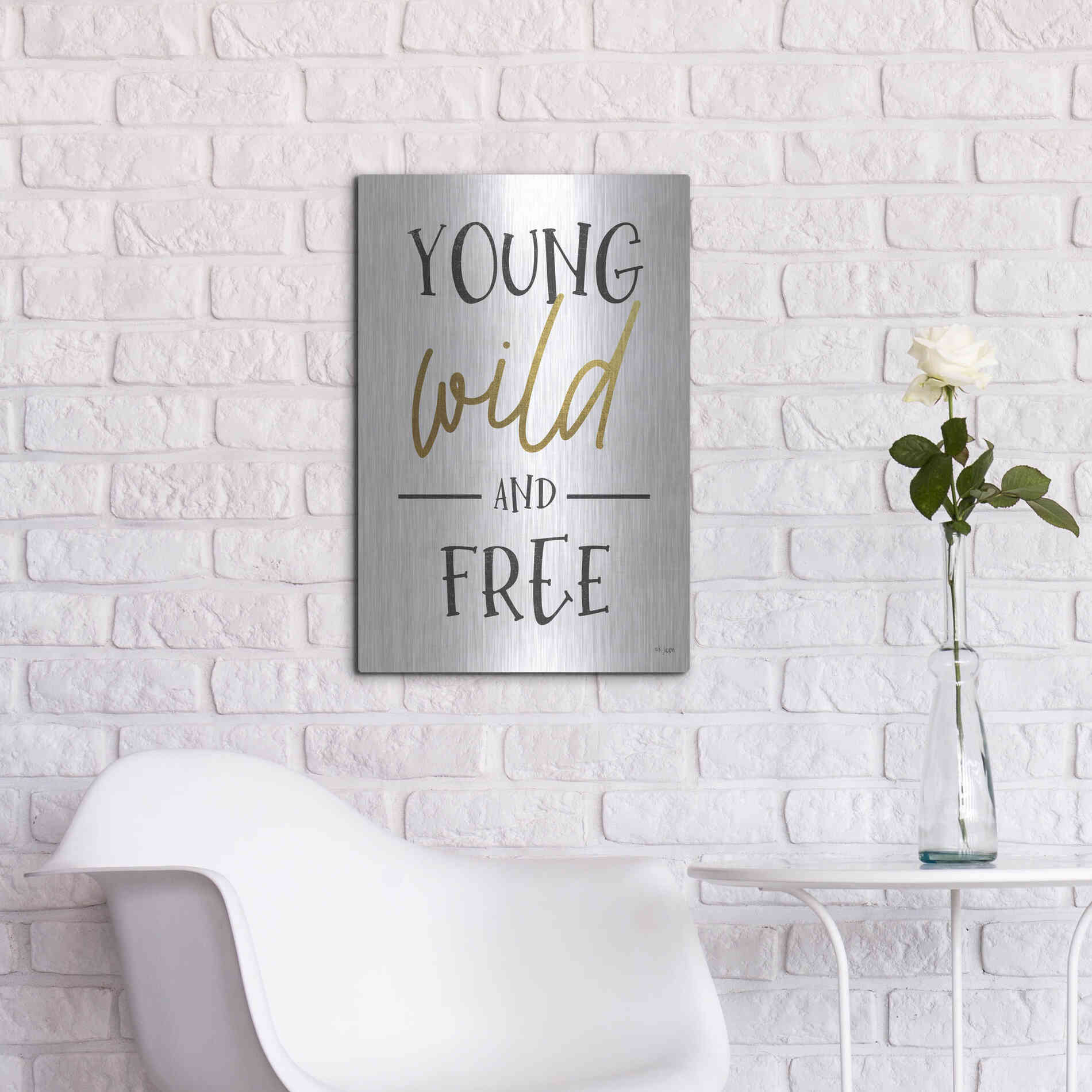 Luxe Metal Art 'Young, Wild and Free' by Jaxn Blvd, Metal Wall Art,16x24