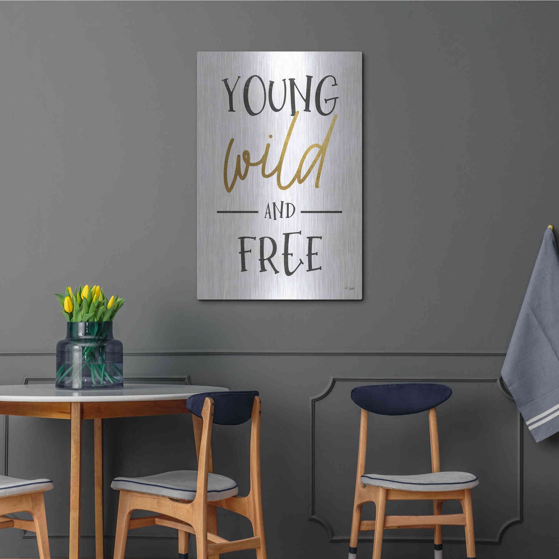 Luxe Metal Art 'Young, Wild and Free' by Jaxn Blvd, Metal Wall Art,24x36