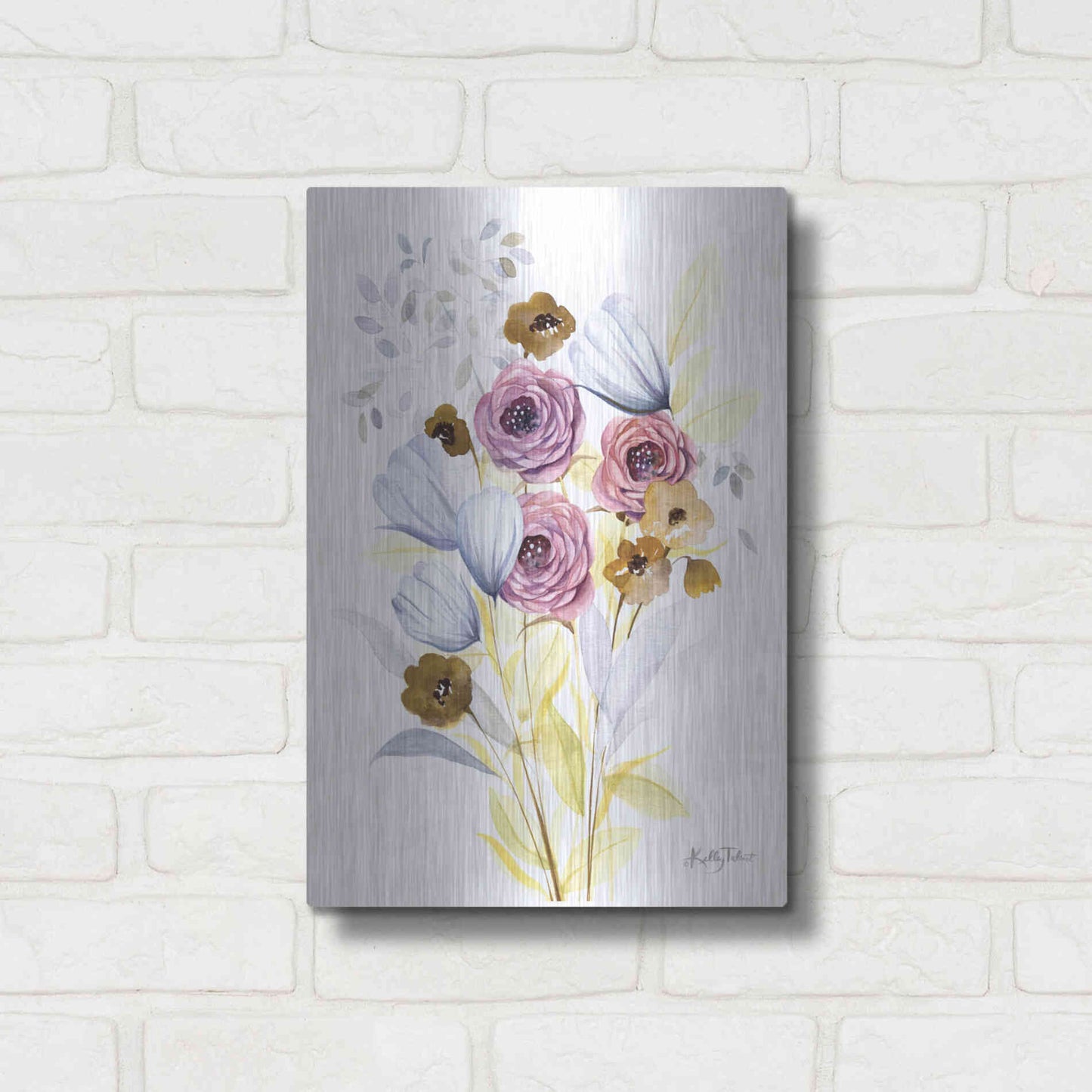 Luxe Metal Art 'Morning Wildflowers' by Kelley Talent, Metal Wall Art,12x16