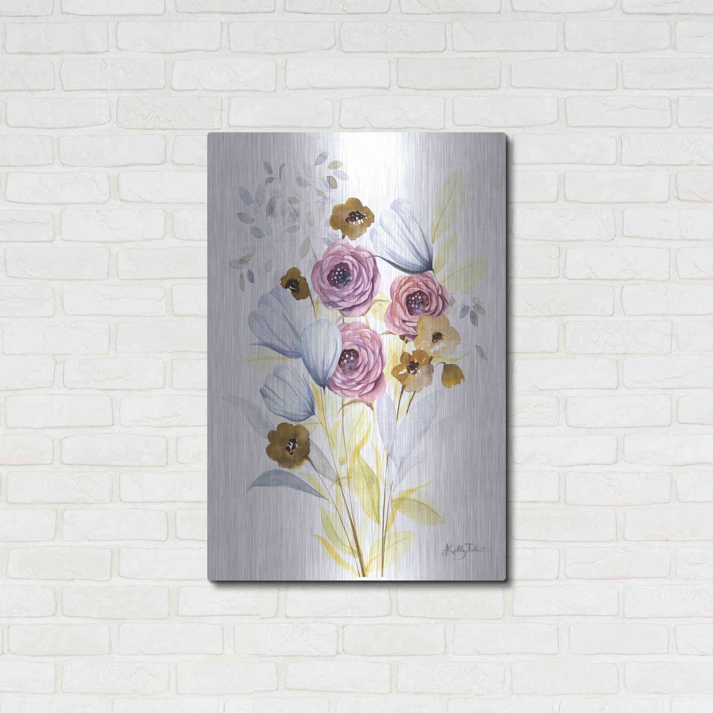 Luxe Metal Art 'Morning Wildflowers' by Kelley Talent, Metal Wall Art,24x36