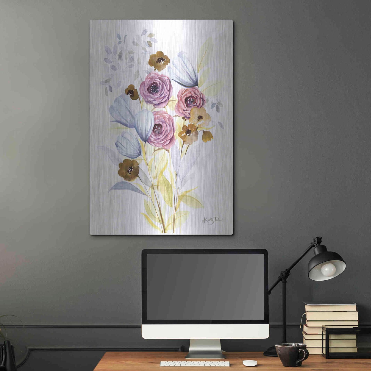 Luxe Metal Art 'Morning Wildflowers' by Kelley Talent, Metal Wall Art,24x36