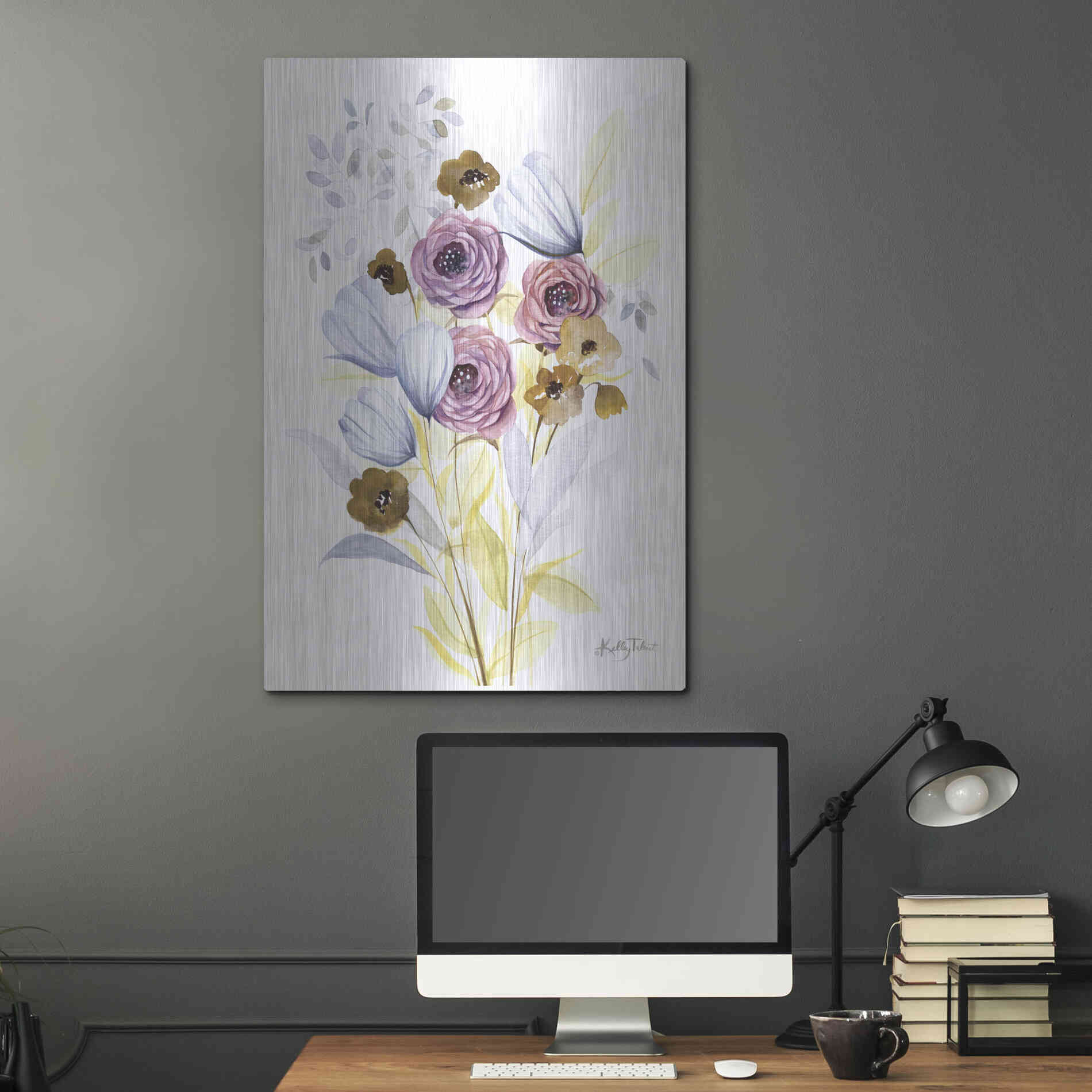 Luxe Metal Art 'Morning Wildflowers' by Kelley Talent, Metal Wall Art,24x36