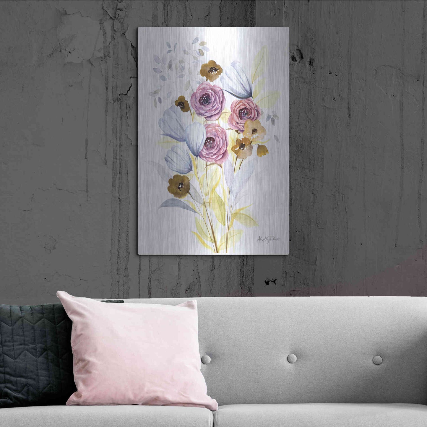 Luxe Metal Art 'Morning Wildflowers' by Kelley Talent, Metal Wall Art,24x36