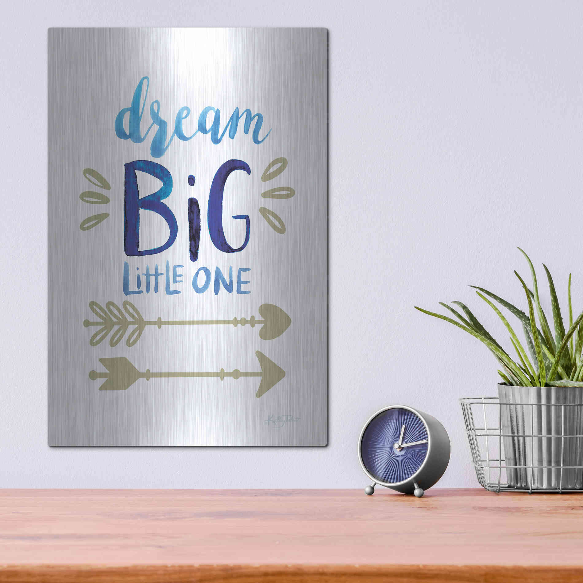 Luxe Metal Art 'Dream Big Little One' by Kelley Talent, Metal Wall Art,12x16